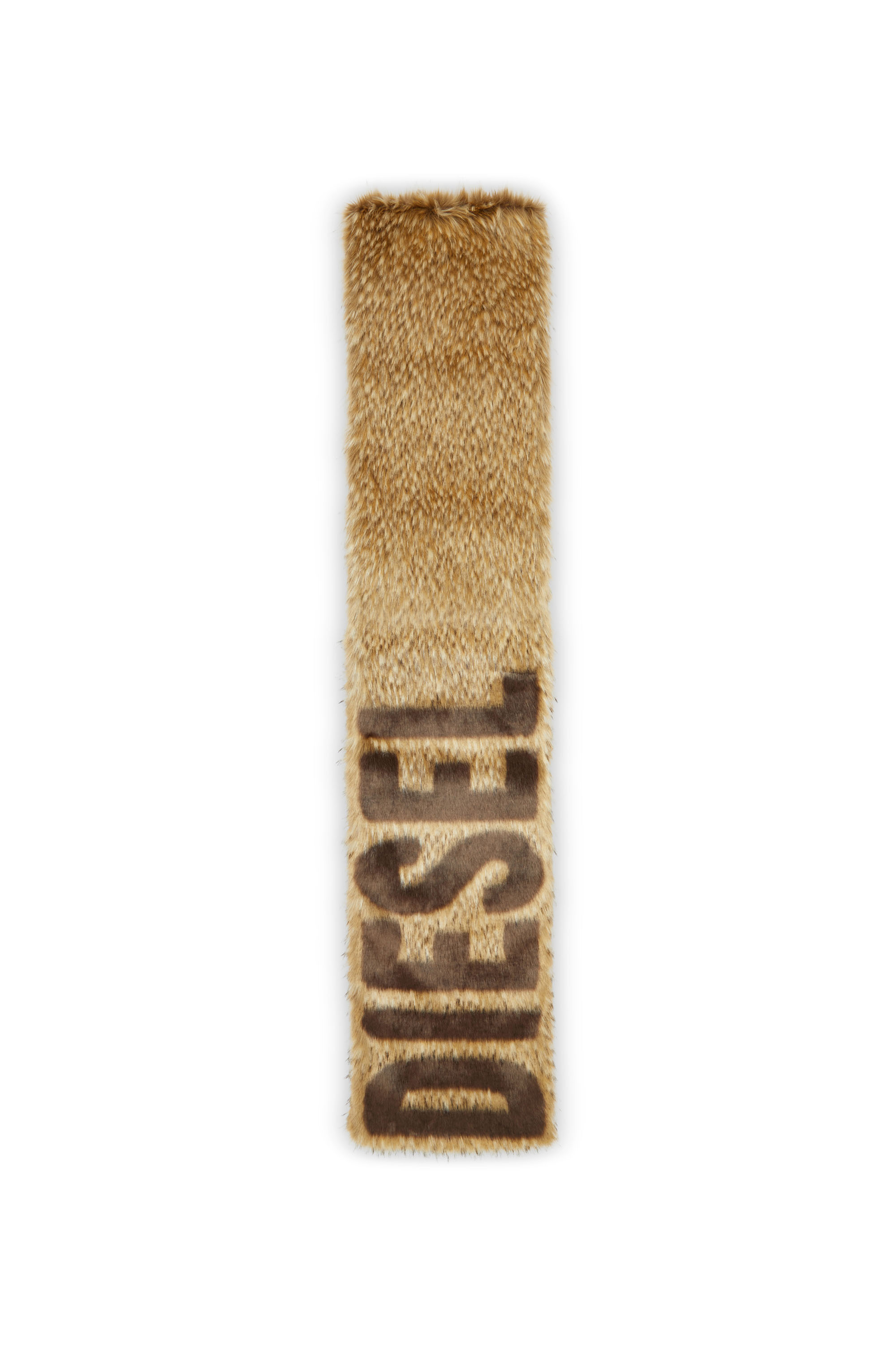 Diesel - S-ABER, Man's Plush scarf with jacquard Diesel logo in Light Brown - 2