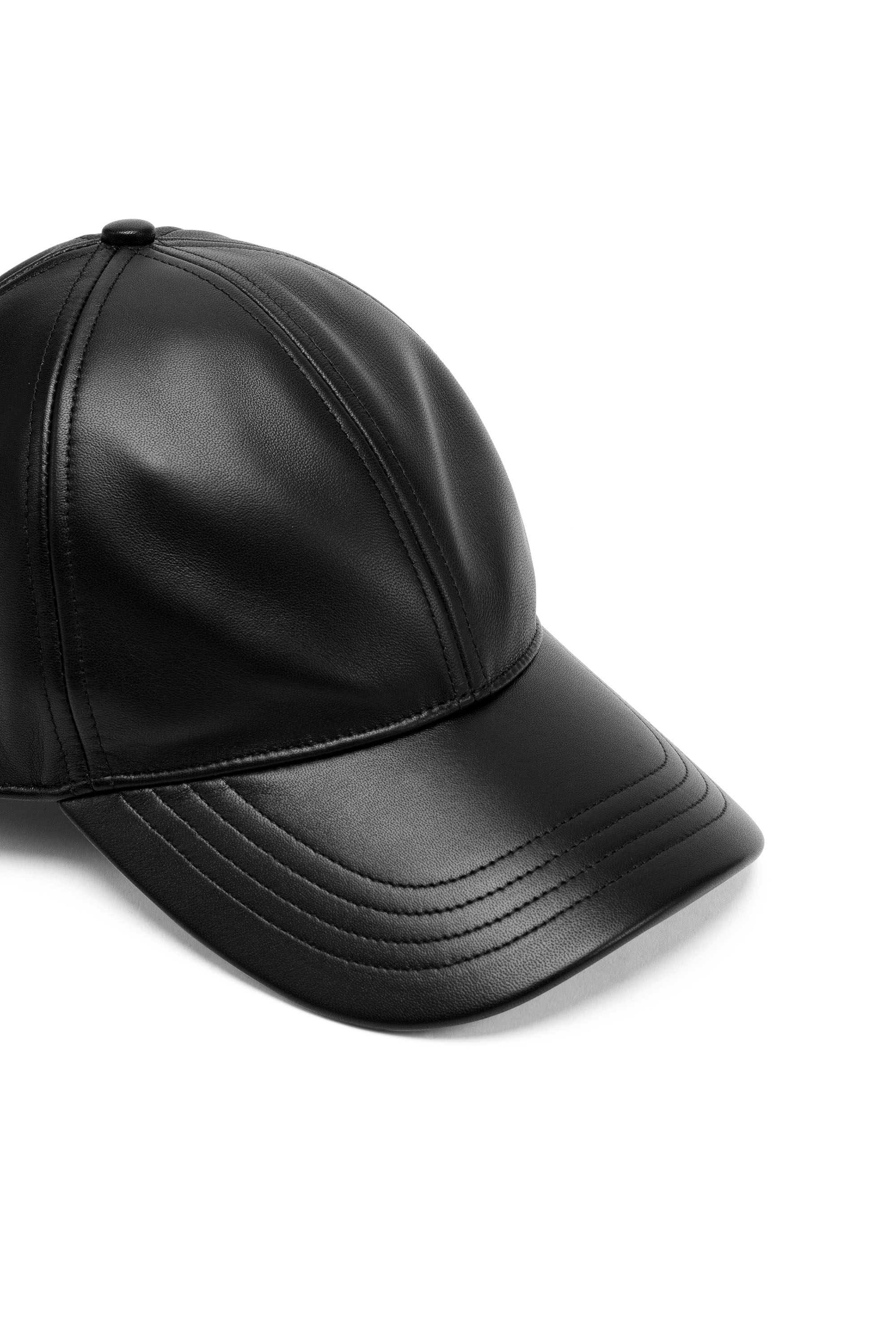 Diesel - C-BILL, Man Leather baseball cap with embossed logo in Black - Image 3