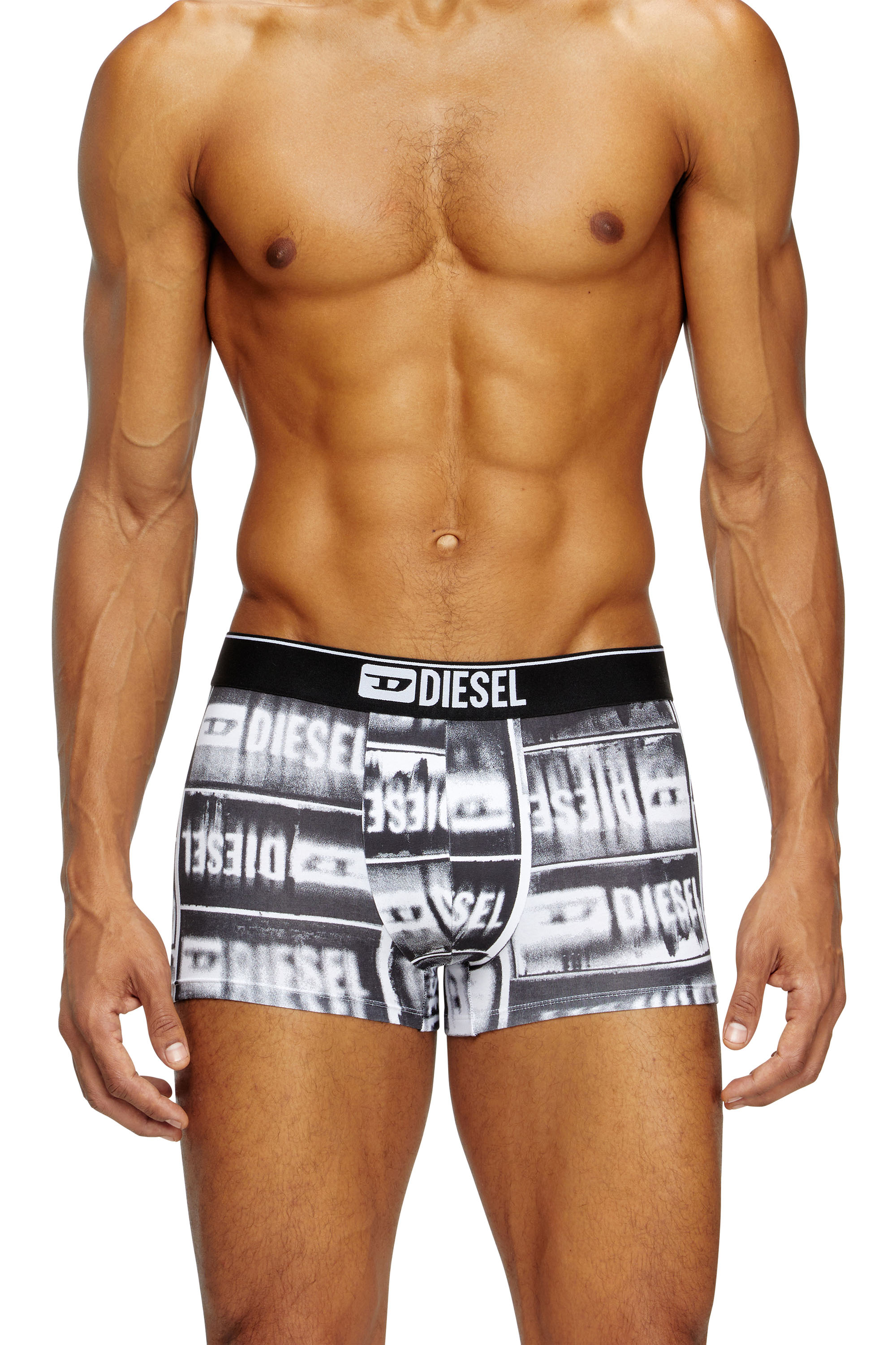 Diesel - DAMIEN-D-BOX, Man's Boxer briefs with faded logo print in Black - 2