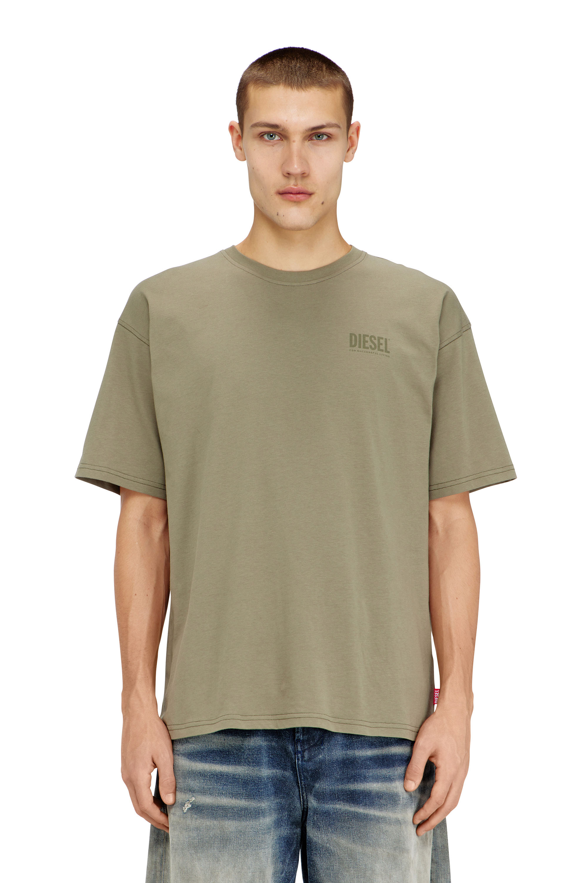 Diesel - T-BOXT-V8, Man's Relaxed T-shirt with back camo print in Military Green - 1