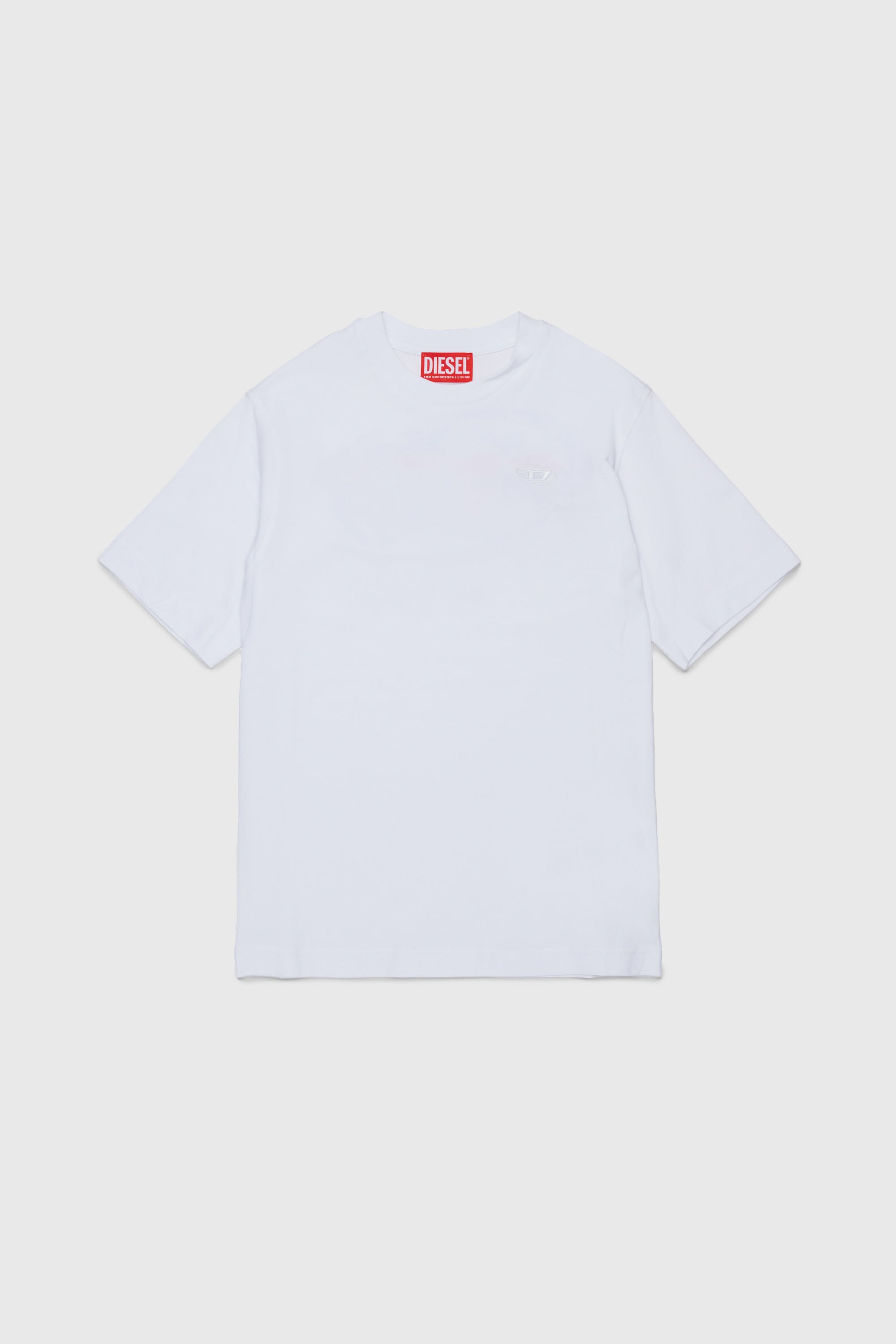 Diesel - TSCRAP OVER, Man's T-shirt with Oval D embroidery and flock print in White - 1