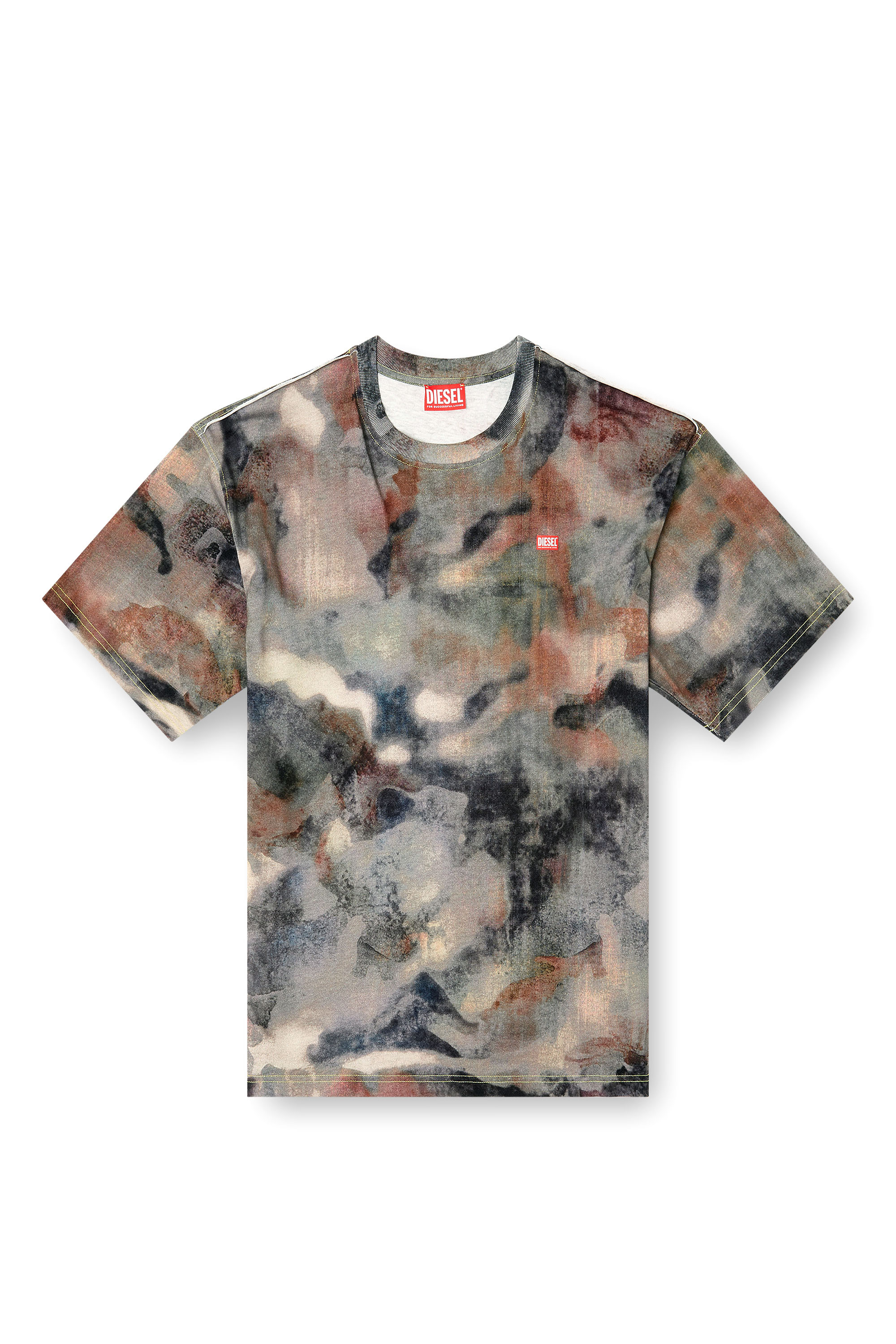 Diesel - T-BOXT-V7, Man's Heavy cotton T-shirt with camo print in Green/Brown - 2