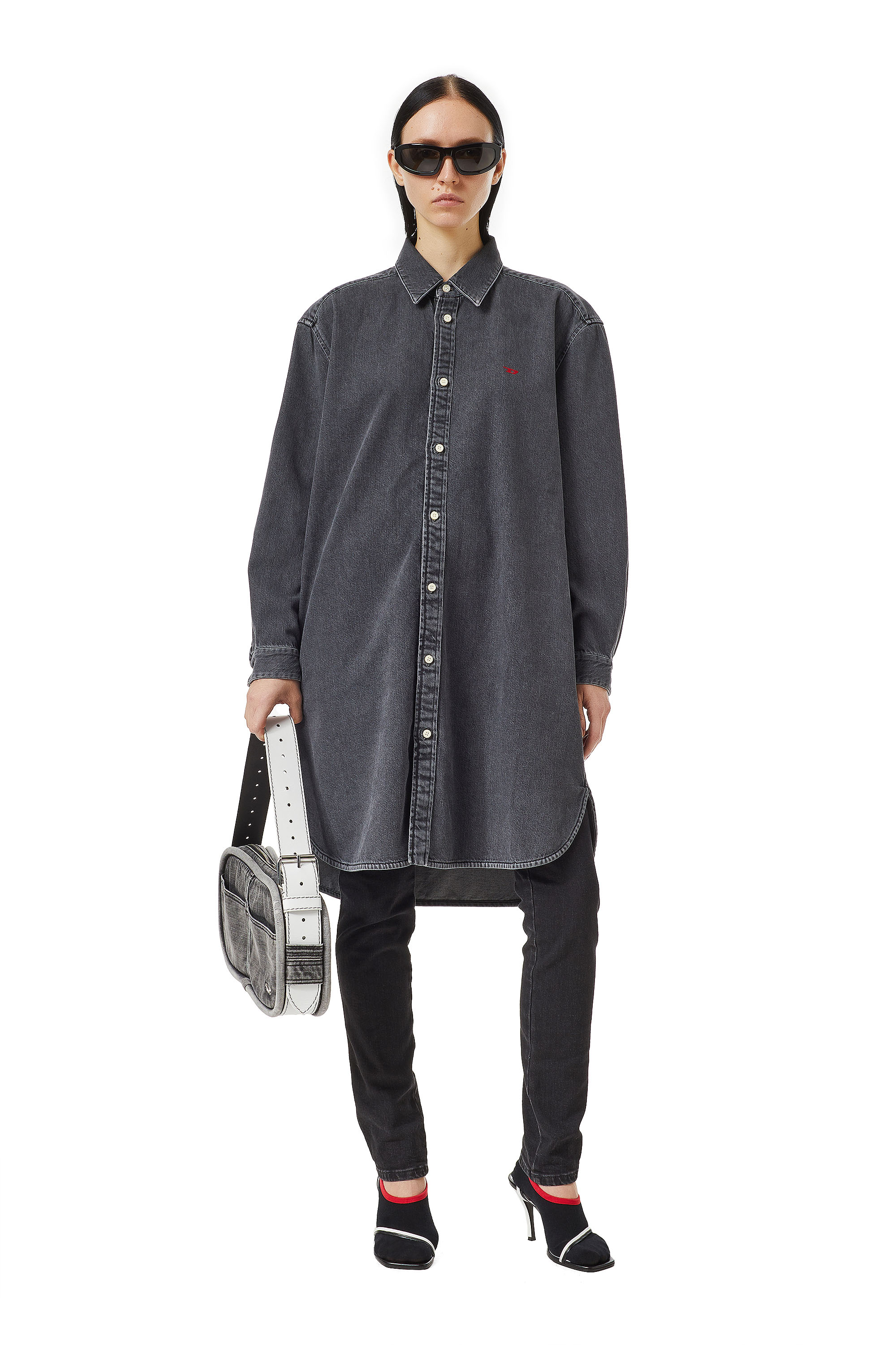 Diesel - DE-BLEX SHIRT DRESS, Black/Dark grey - Image 1