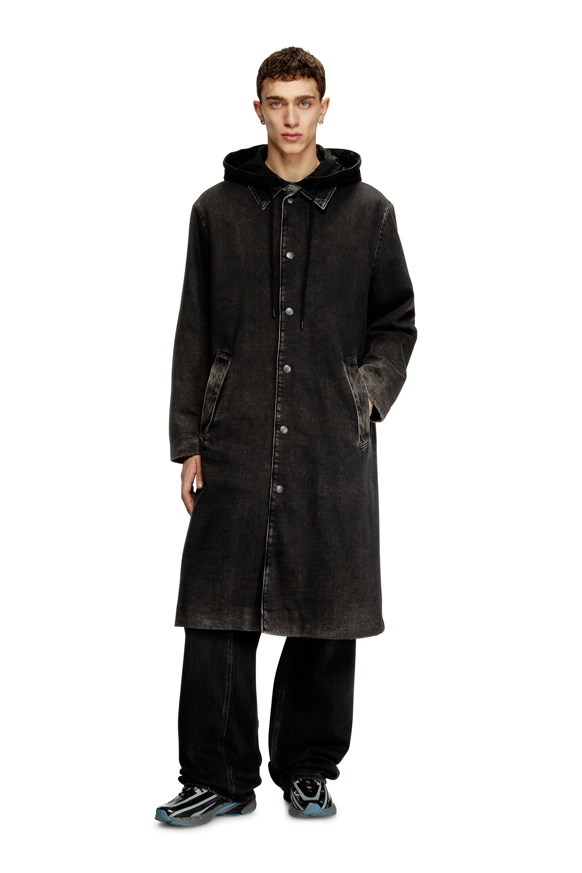 Diesel - D-JAKO-S, Man's Hybrid coat in denim and jersey in Black - 2