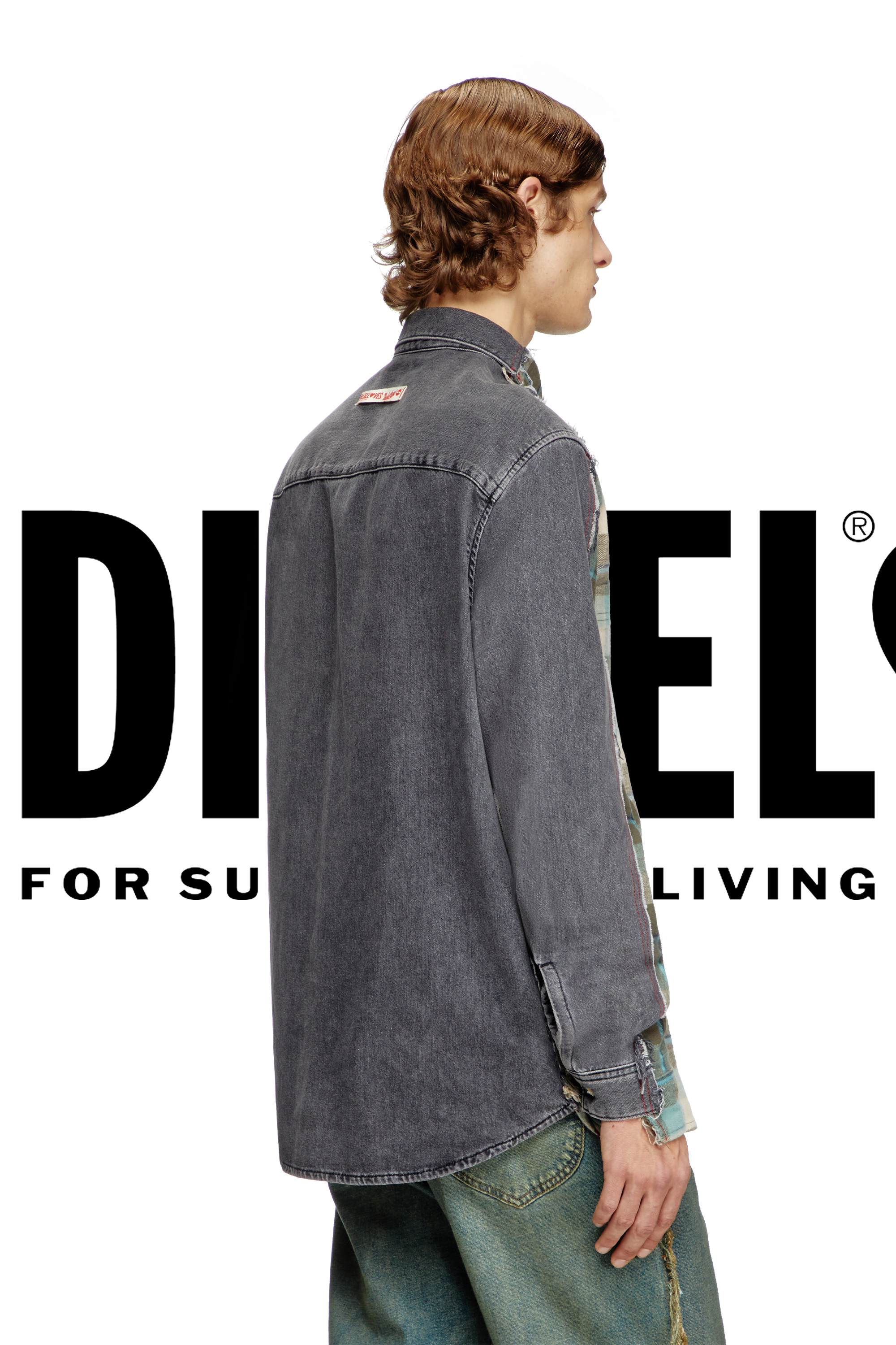 Diesel - Shirt Dieseloves 2B, Unisex's Check and denim shirt in Green/Black - 4