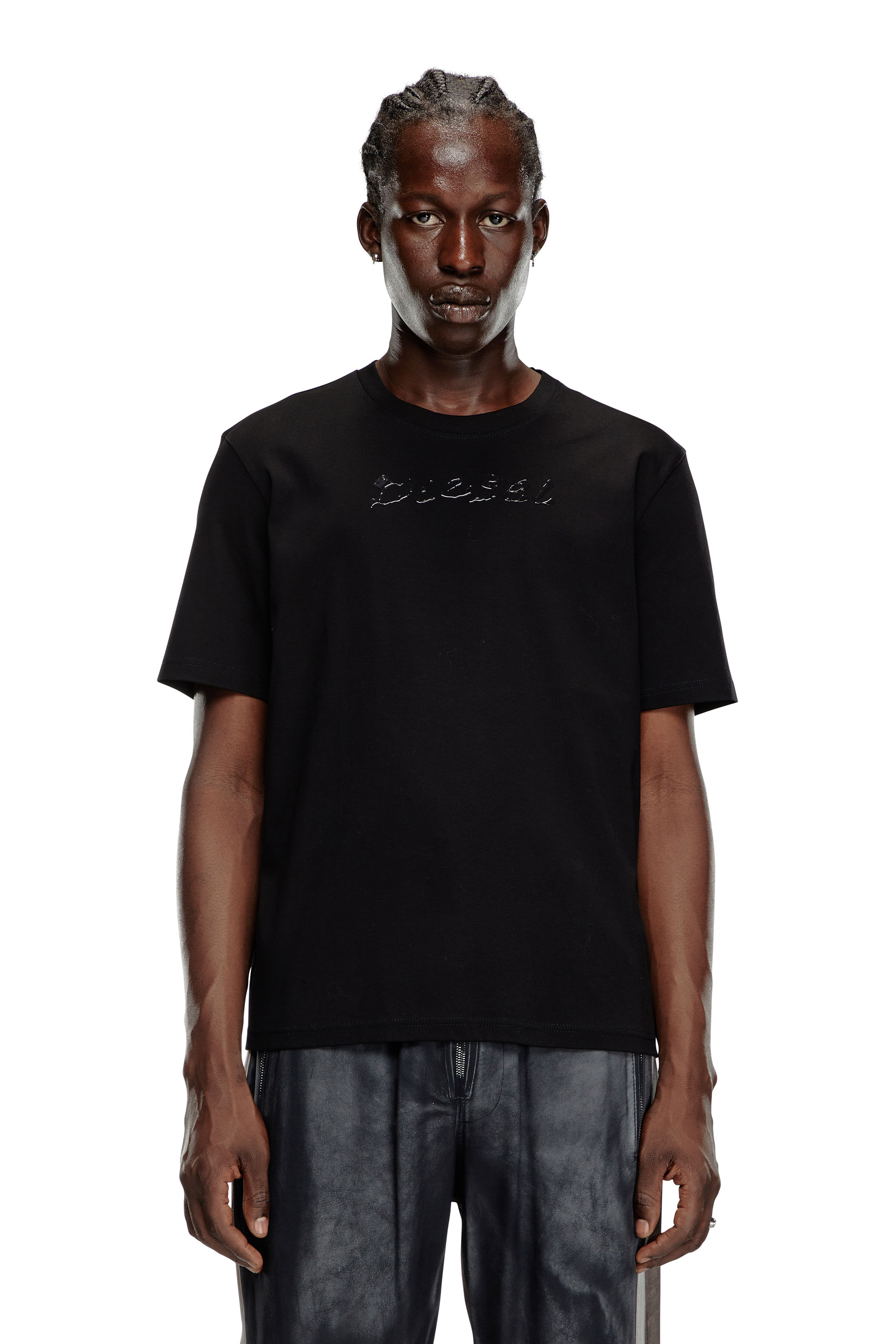 Diesel - T-MADJUST-K2, Man's Mercerised cotton T-shirt with tonal logo in Black - 3