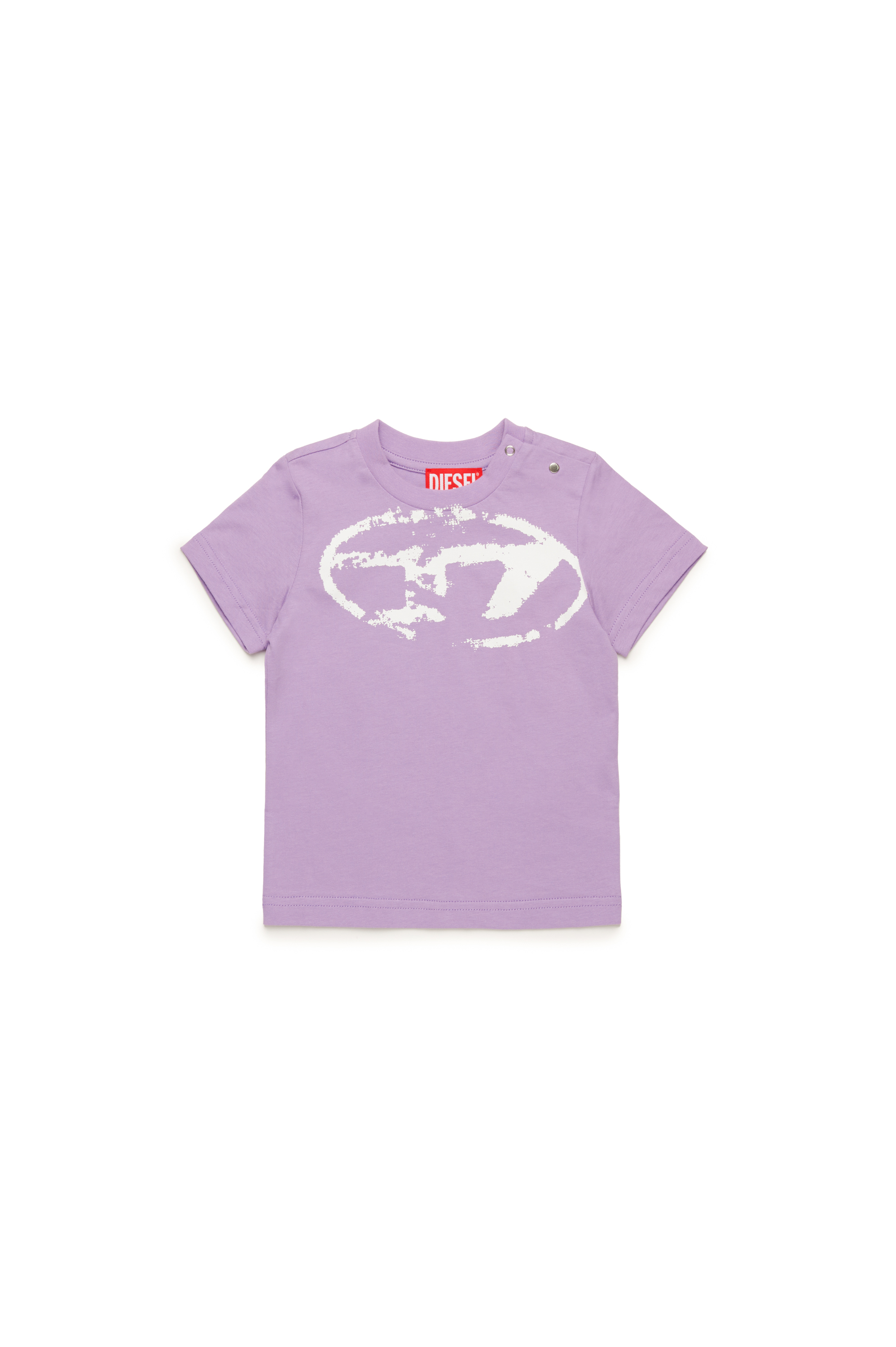 Diesel - TBOXTN14B, Unisex's T-shirt with distressed Oval D logo in Lilac - 1