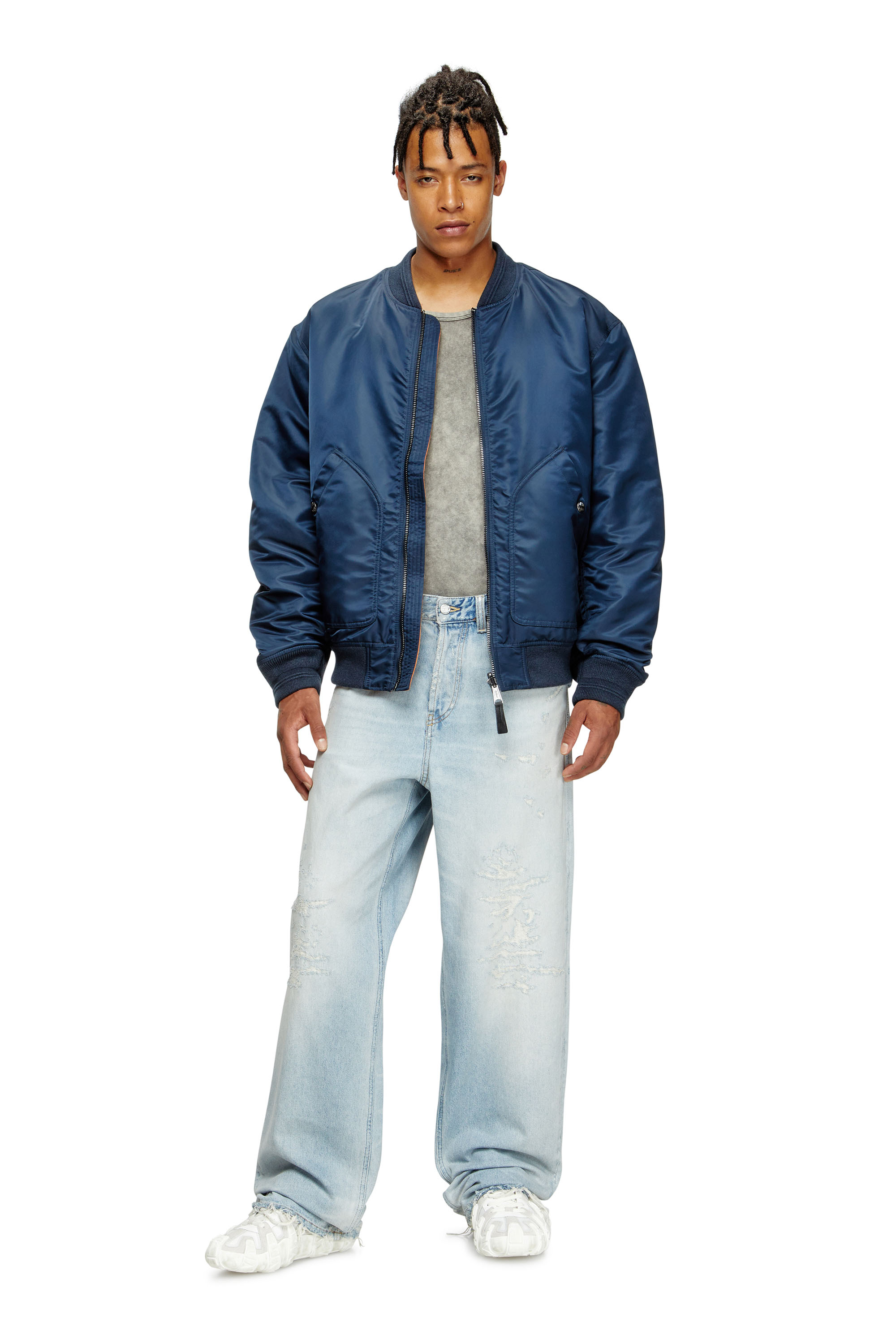 S-D-GRIFFE LOW, White/Grey Diesel - S-D-GRIFFE LOW, Man's S-D-Griffe - Nylon sneakers in White/Grey - 7