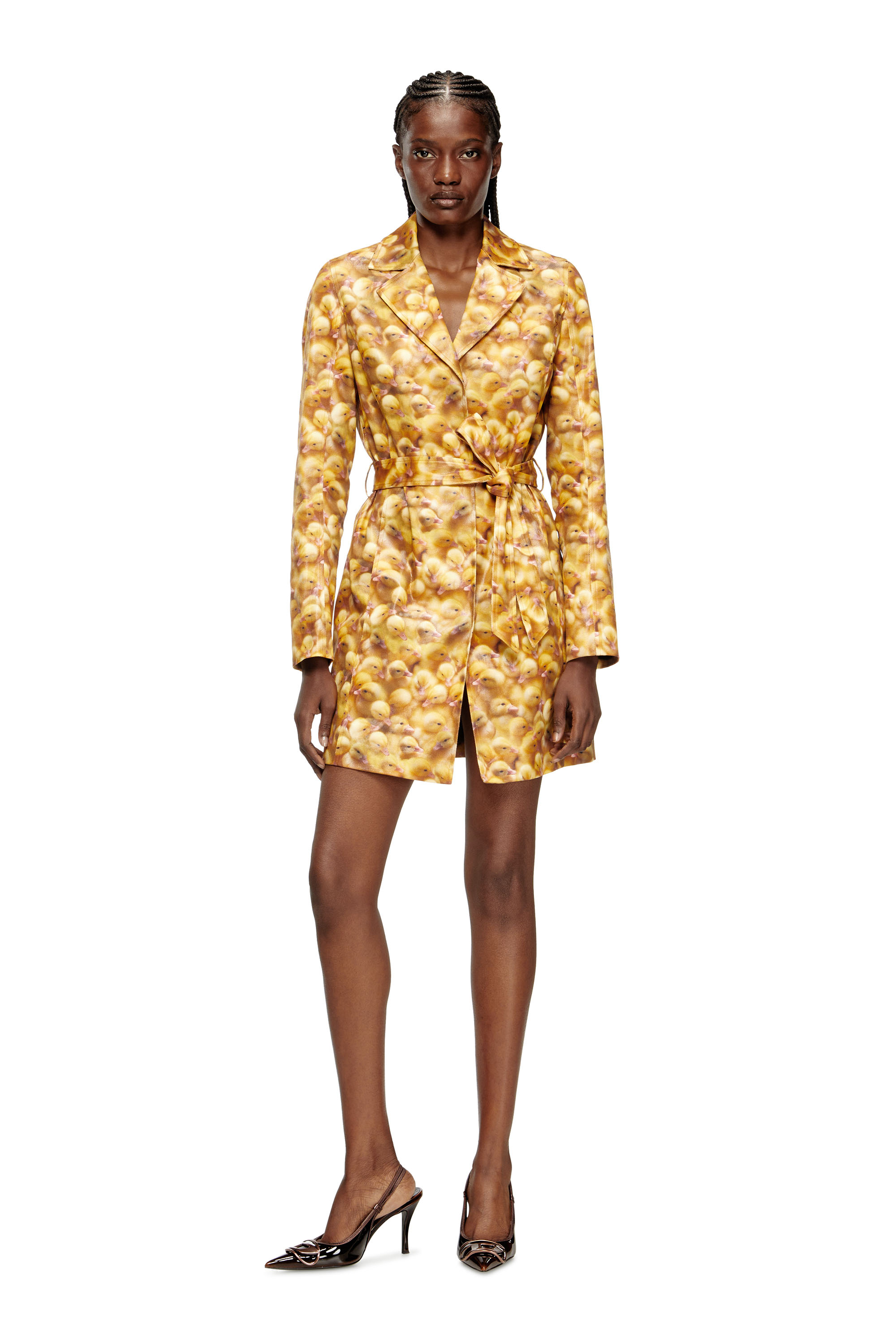 G-OJI, Yellow Diesel - G-OJI, Woman's Trench coat with duck print in Yellow - 1