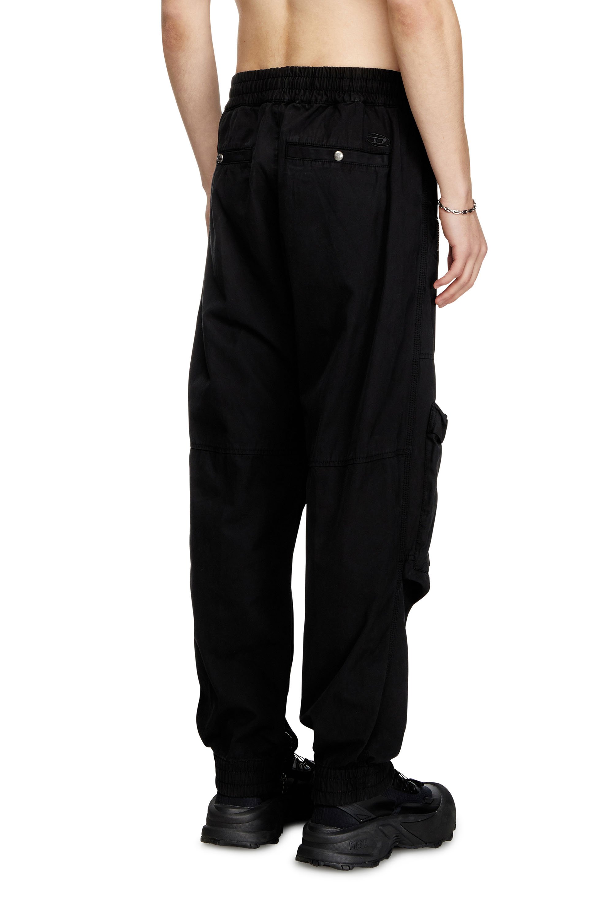 Diesel - P-BEECK, Man's Cargo pants in faded organic cotton in Black - 4