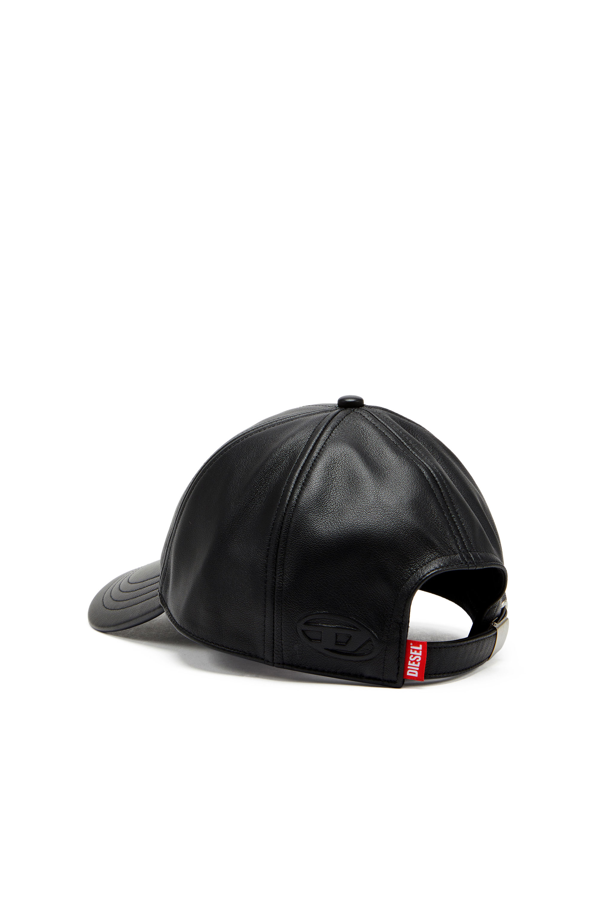 Diesel - C-BILL, Man Leather baseball cap with embossed logo in Black - Image 2