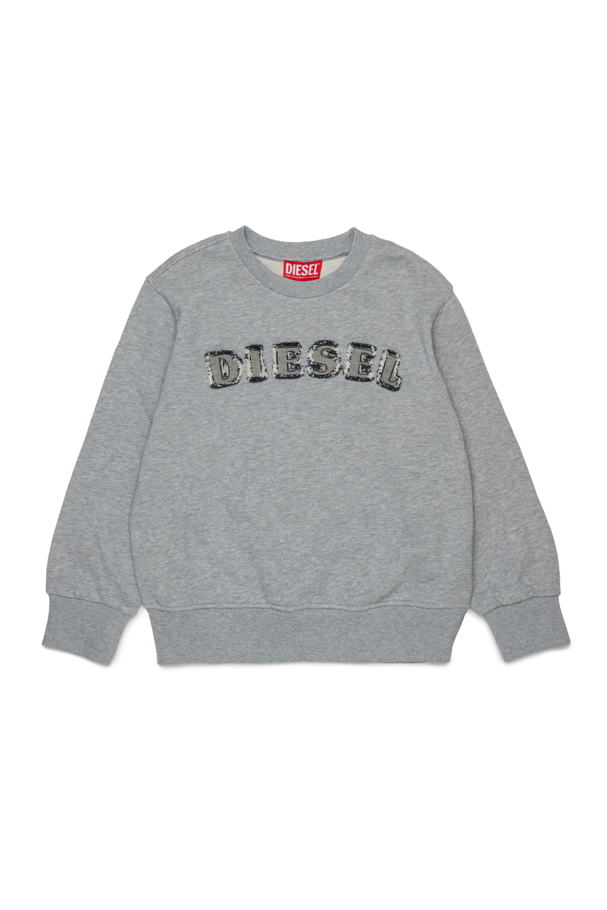 Diesel - SJEANS OVER, Man's Sweatshirt with frayed logo letters in Grey - 1