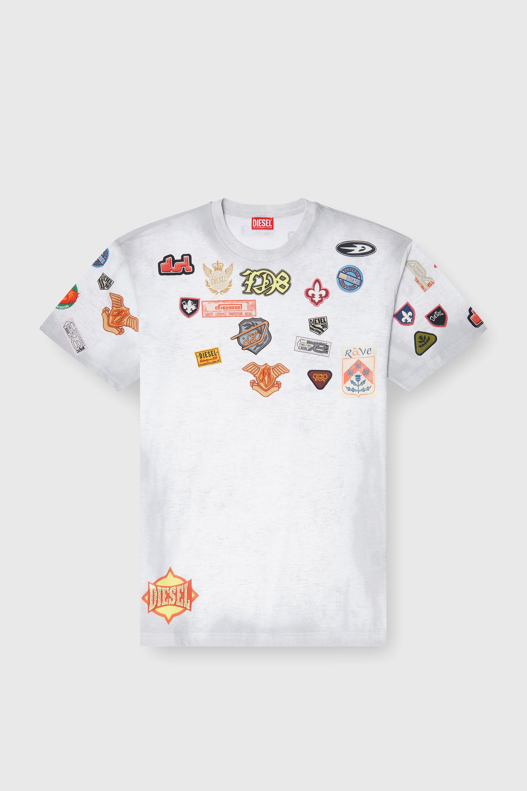 Diesel - T-BOXT-AA6, Man's Cotton T-shirt with all-over patches print in White - 2