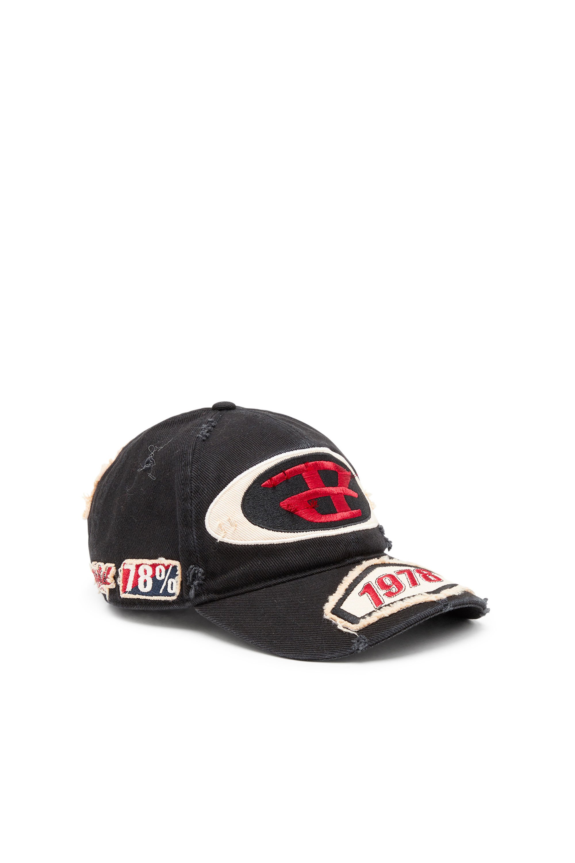 Diesel - C-BRAFF, Man Baseball cap with embroidered patches in Black - Image 1