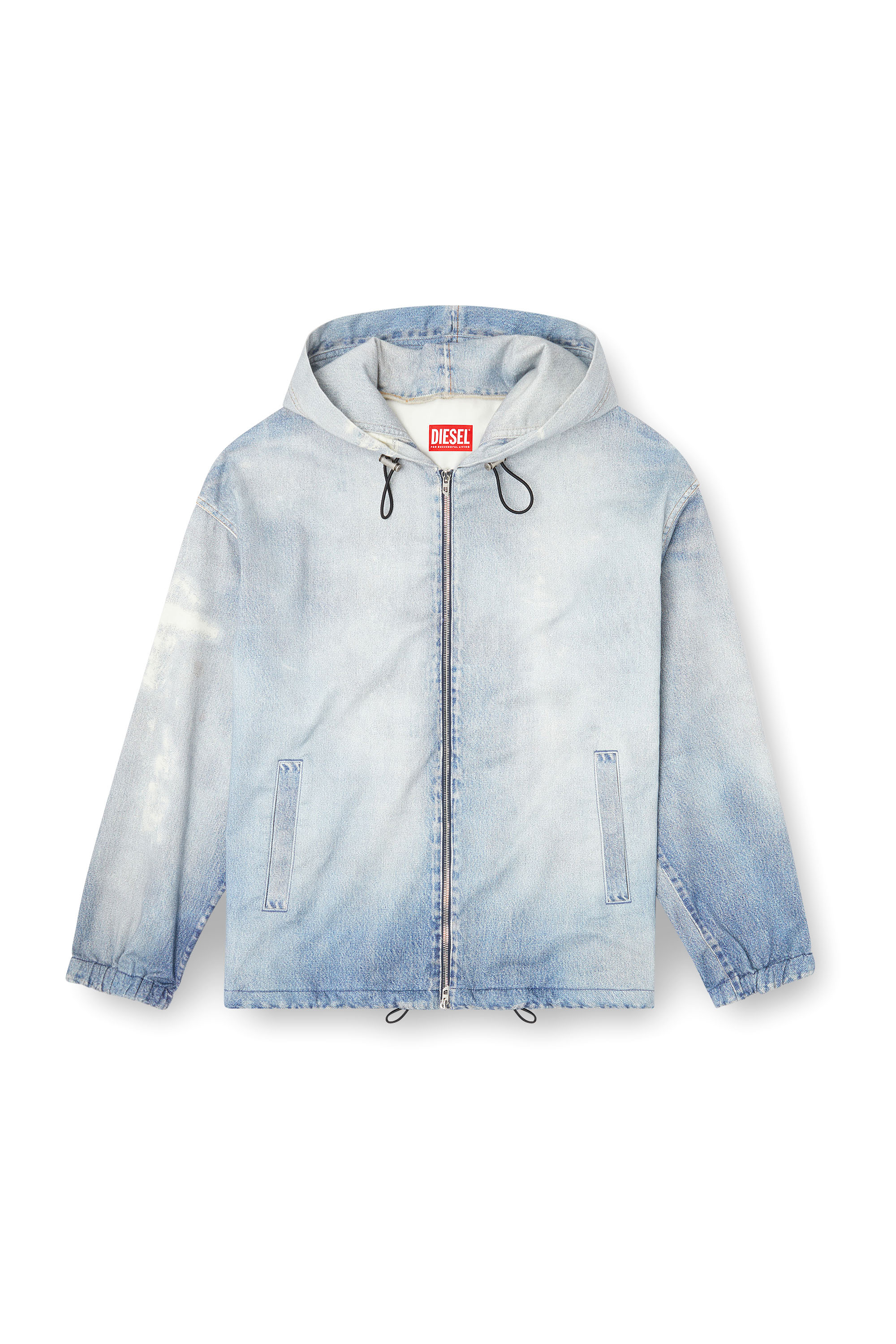 Diesel - D-WYNNY JOGG, Man's Hooded jacket in printed bleach-effect JoggJeans in Light Blue - 2
