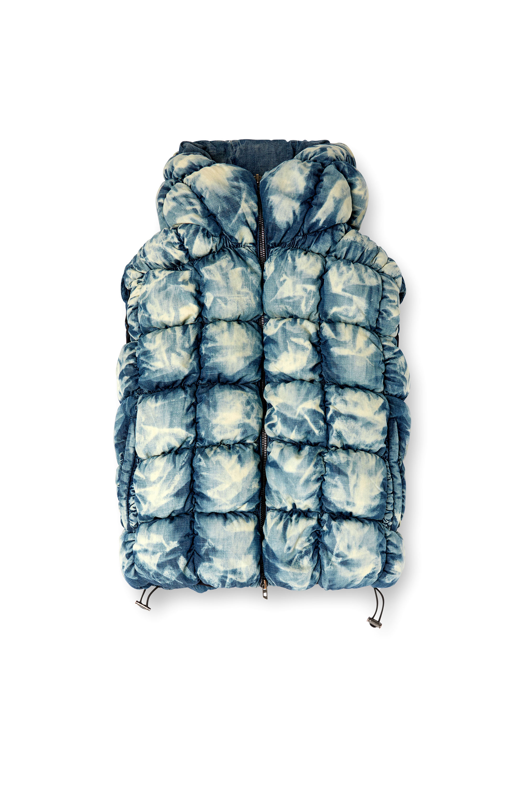 Diesel - W-THYS, Unisex's Tie-dyed denim puffer vest in Blue - 3