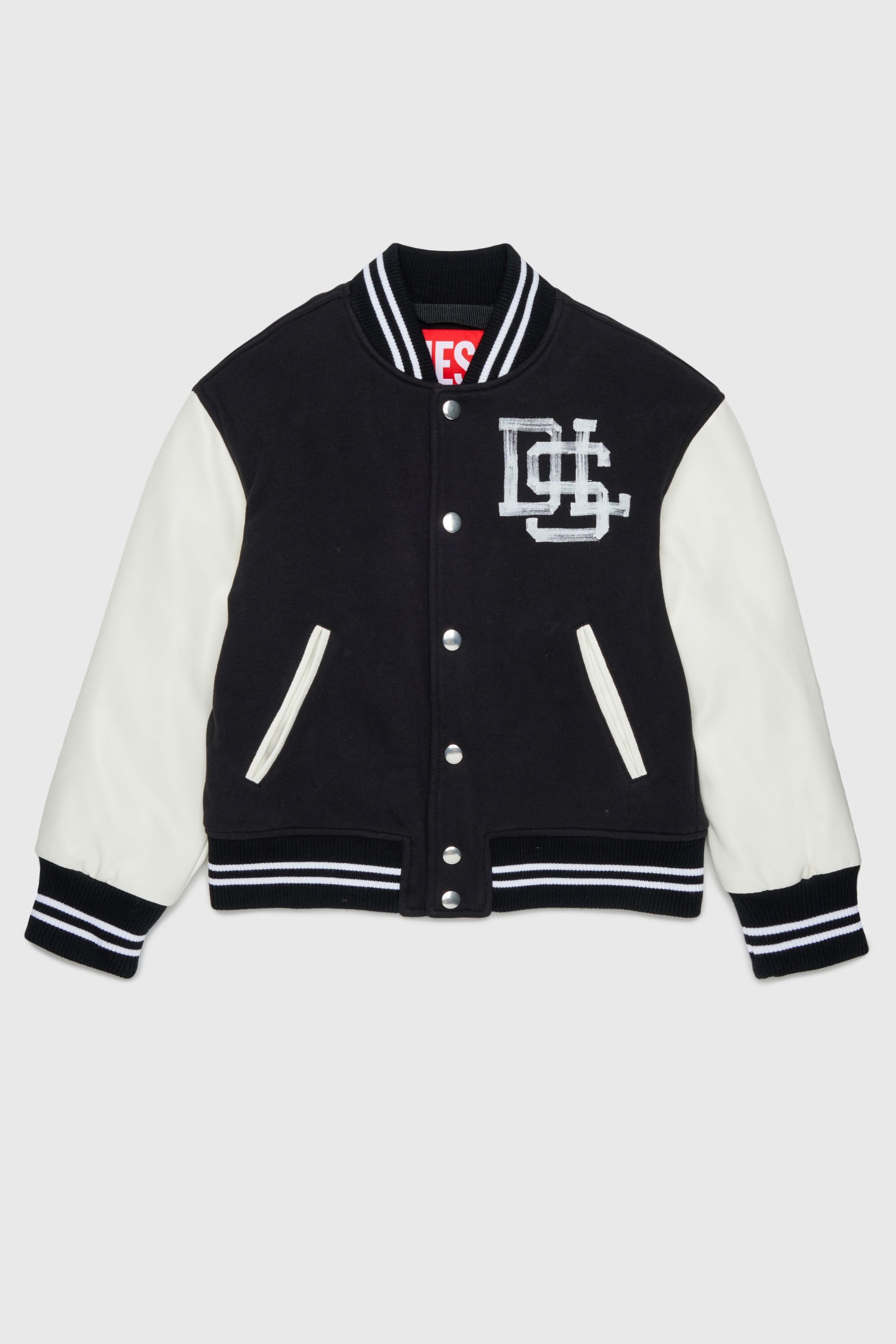 Diesel - JBAND, Man's Colour-block varsity jacket in Black - 1