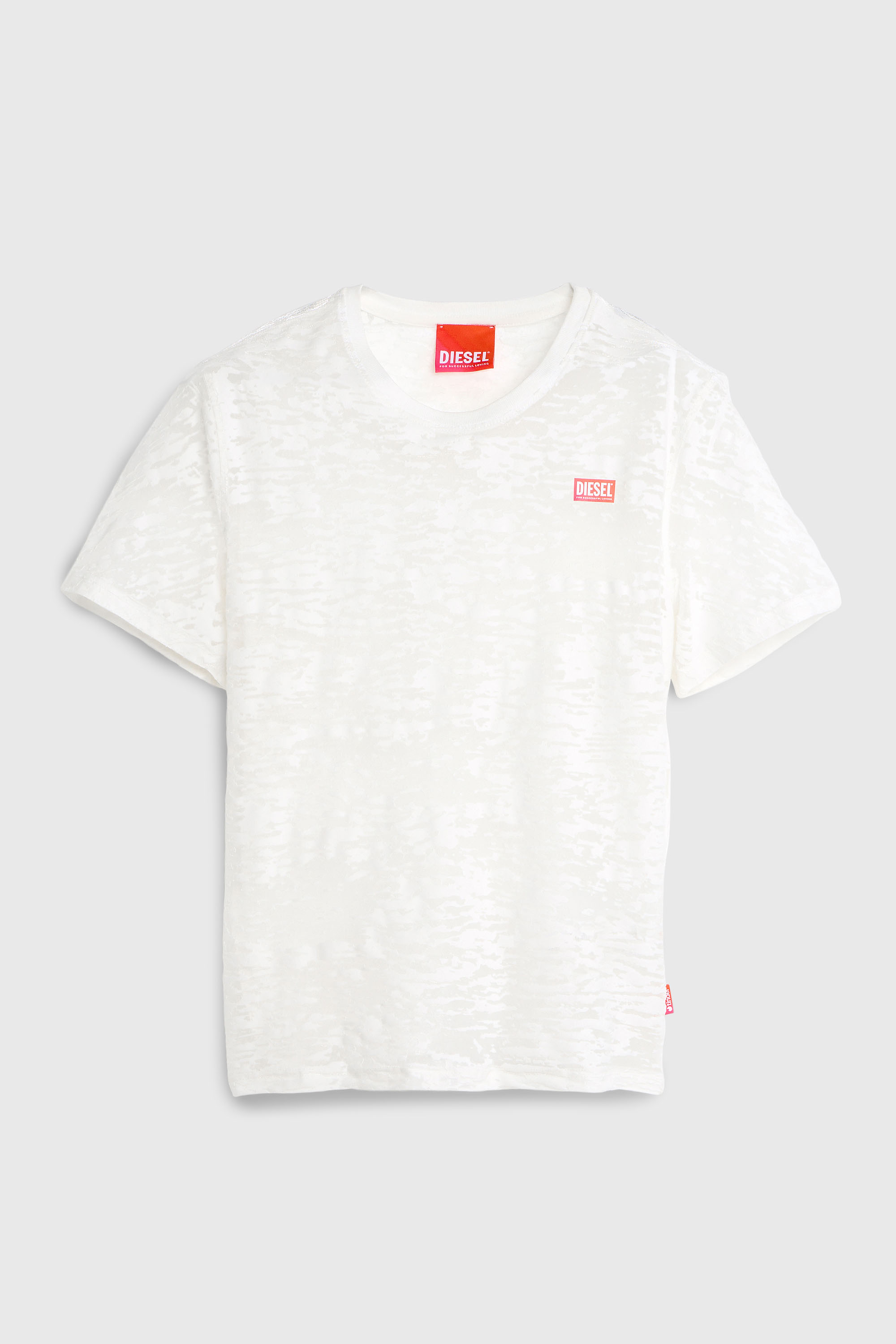 Diesel - PR-T-NOTS-MATI-R, Unisex's T-shirt in all-over devor&eacute; jersey in White - 2