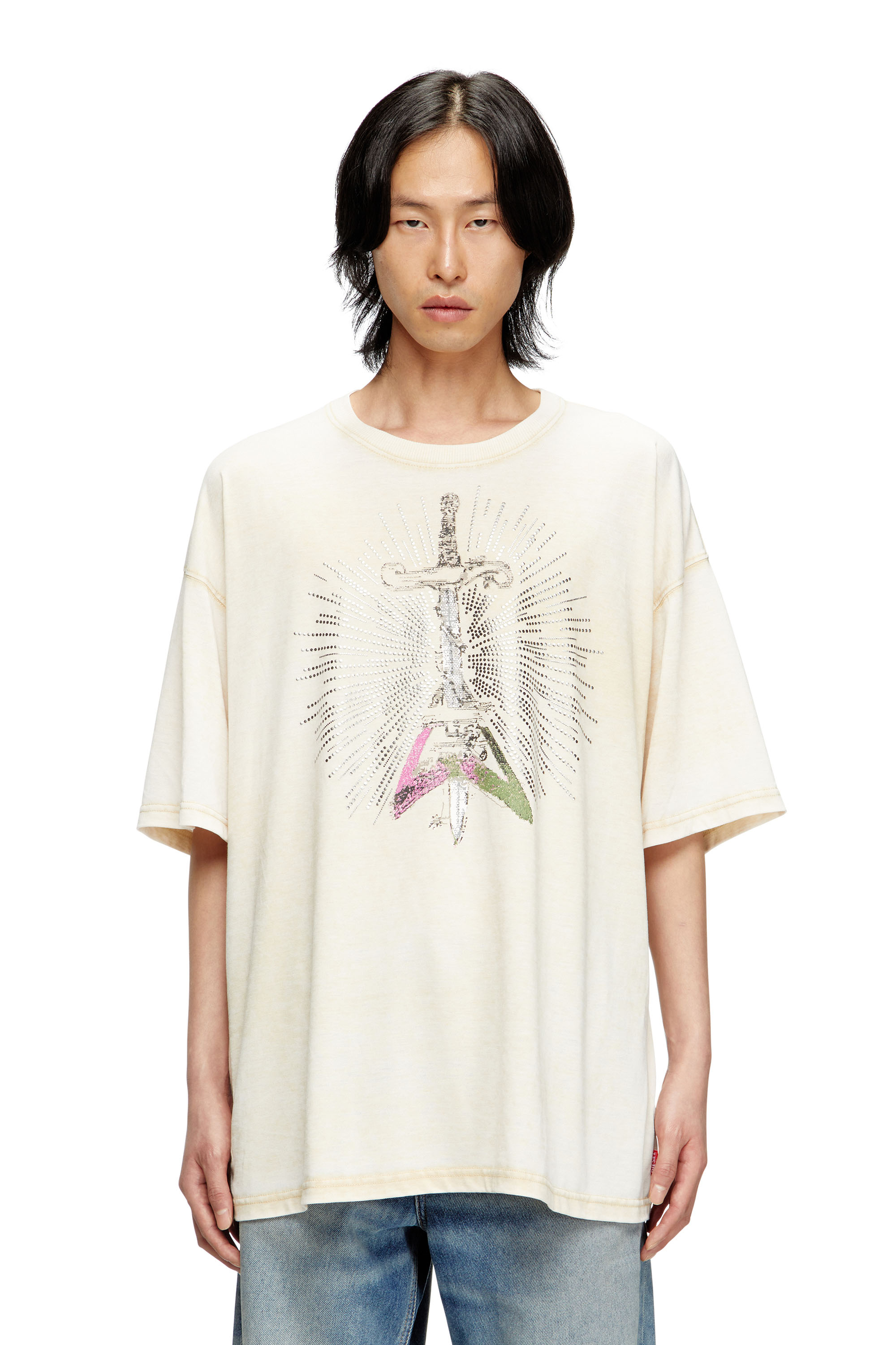T-BOXT-T18, Beige Diesel - T-BOXT-T18, Man's T-shirt with sword print in Beige - 3