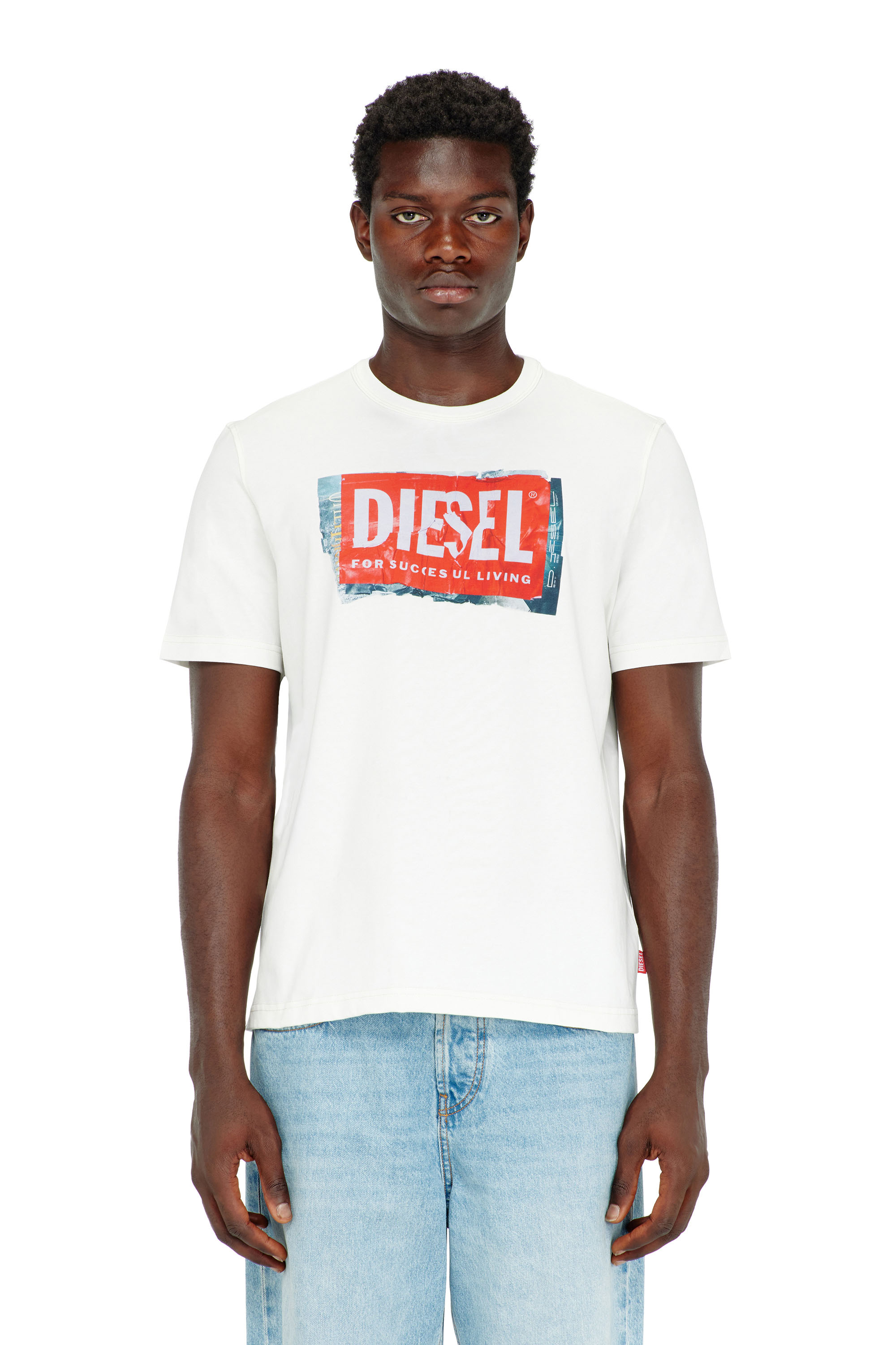 Diesel - T-ADJUST-Q6, Man's T-shirt with crumpled-effect logo in White - 3