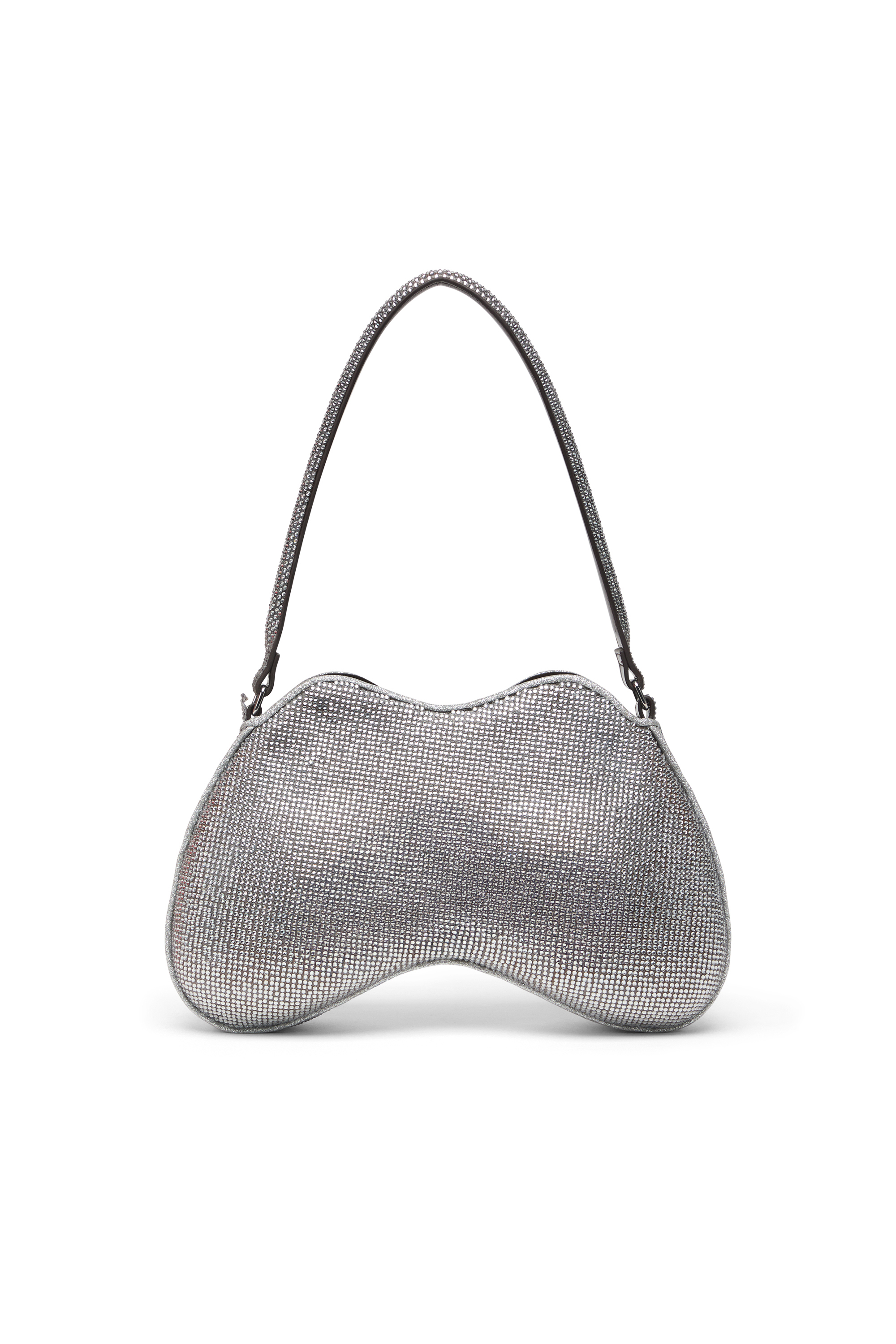 DOUBLE-D SHOULDER, Silver Diesel - DOUBLE-D SHOULDER, Woman's Double-D-Shoulder bag with all-over crystals in Silver - 2