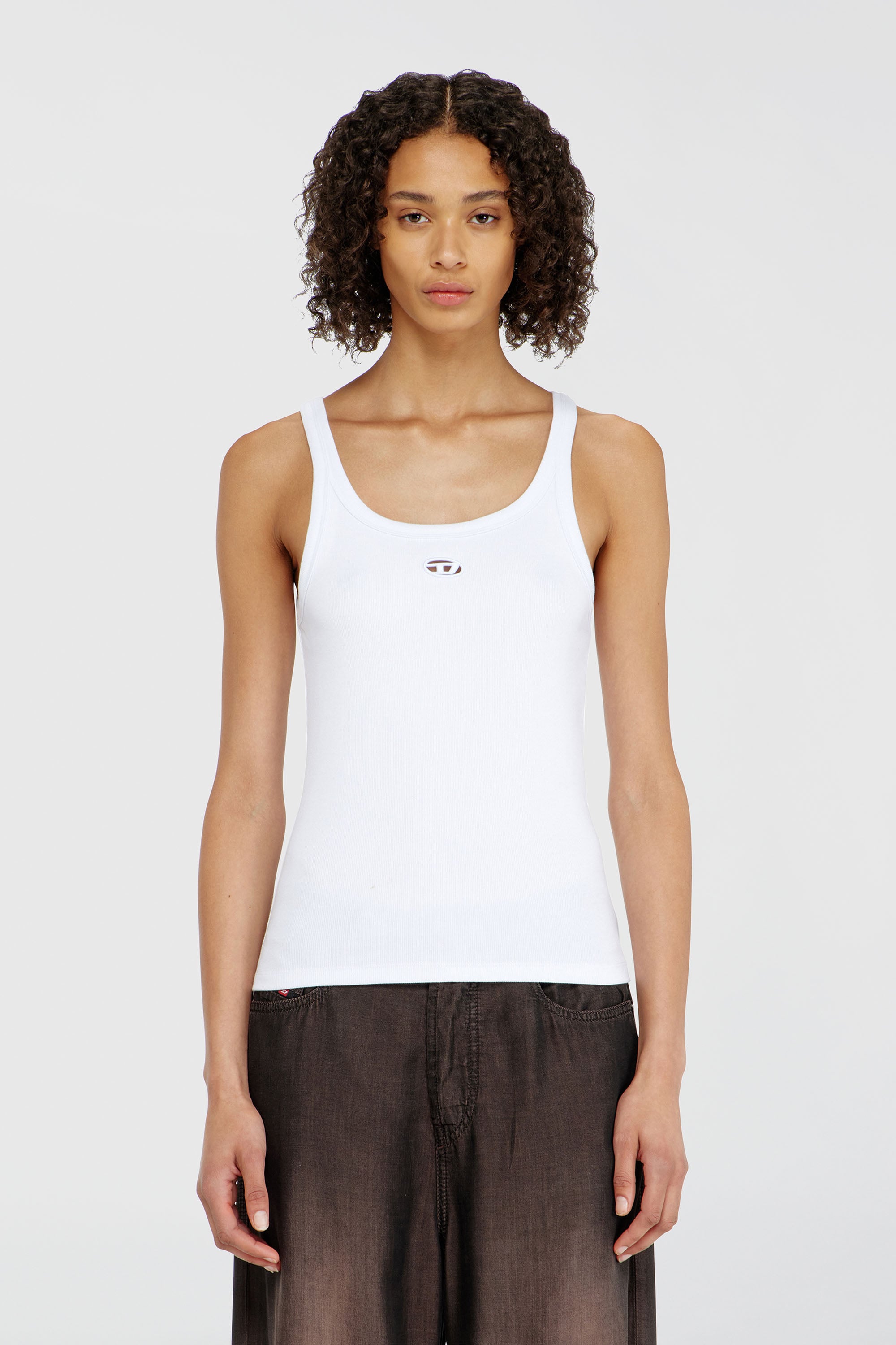 Diesel - T-WIFE-OD, Woman's Slim tank top with laser-cut Oval D in White - 3