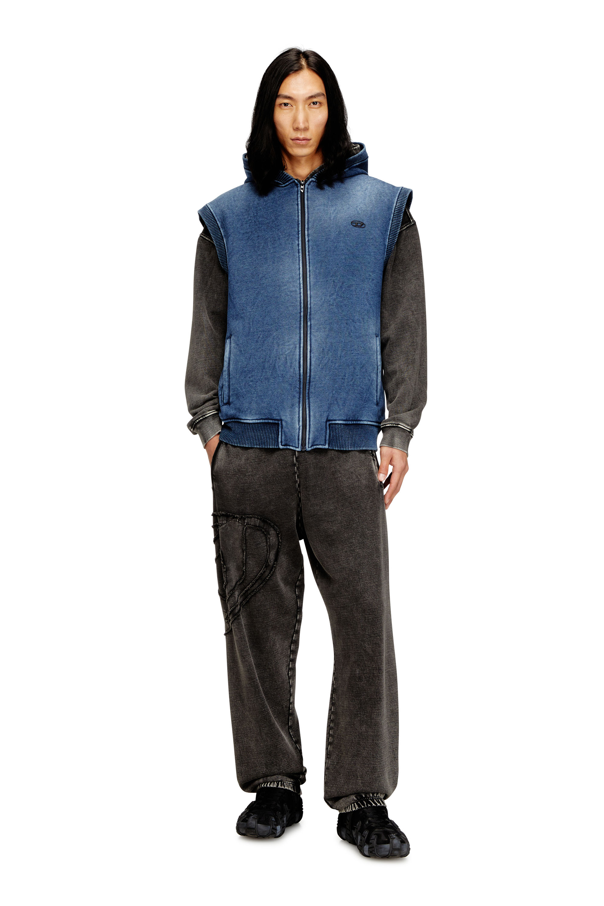 Diesel - S-HAKEL, Man's Teddy-lined sleeveless zip-up hoodie in null - 2