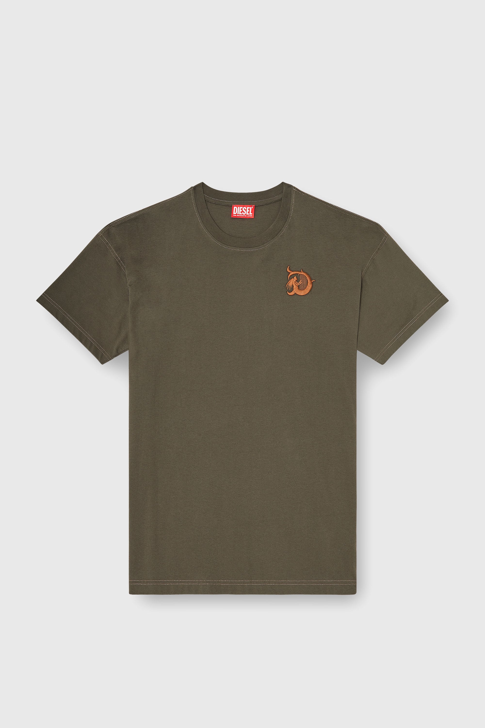 Diesel - T-BOXT-AA11, Man's Jersey T-shirt with flocked print in Military Green - 2