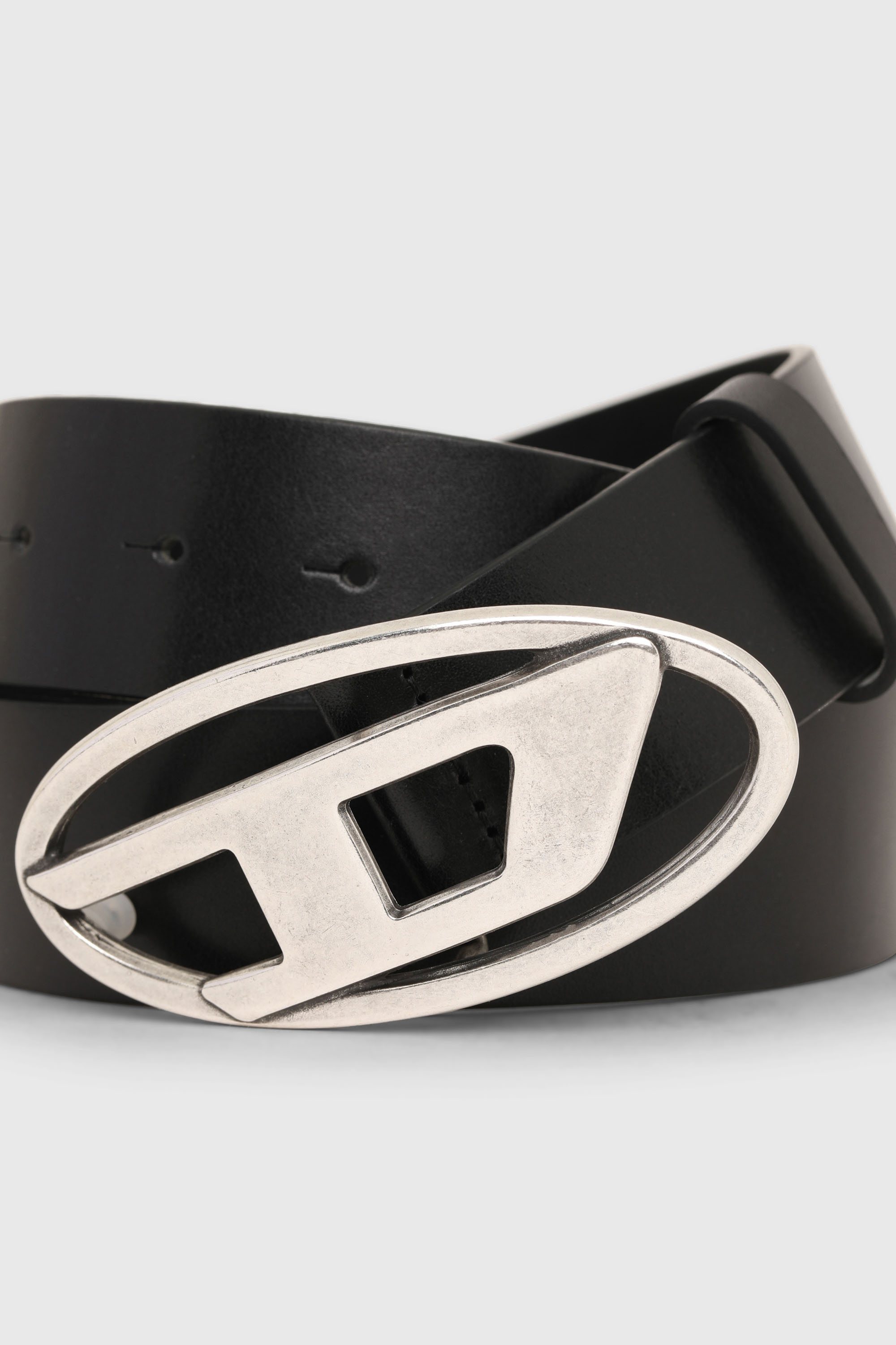 Diesel - B-1DR, Man's 3.9cm leather belt with D buckle in Black - 3