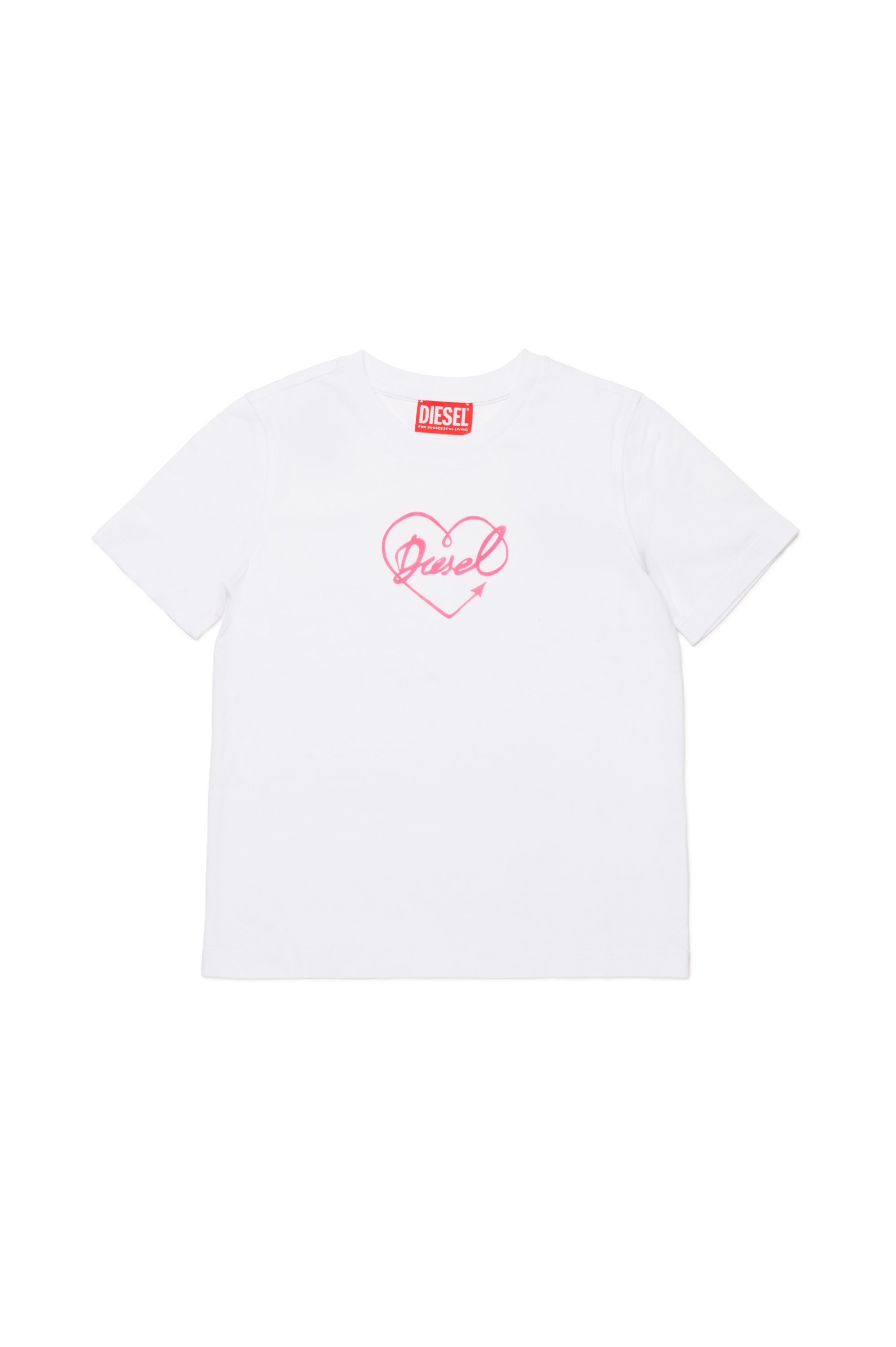 Diesel - TREGL4, Woman's T-shirt with flocked logo heart in White - 1