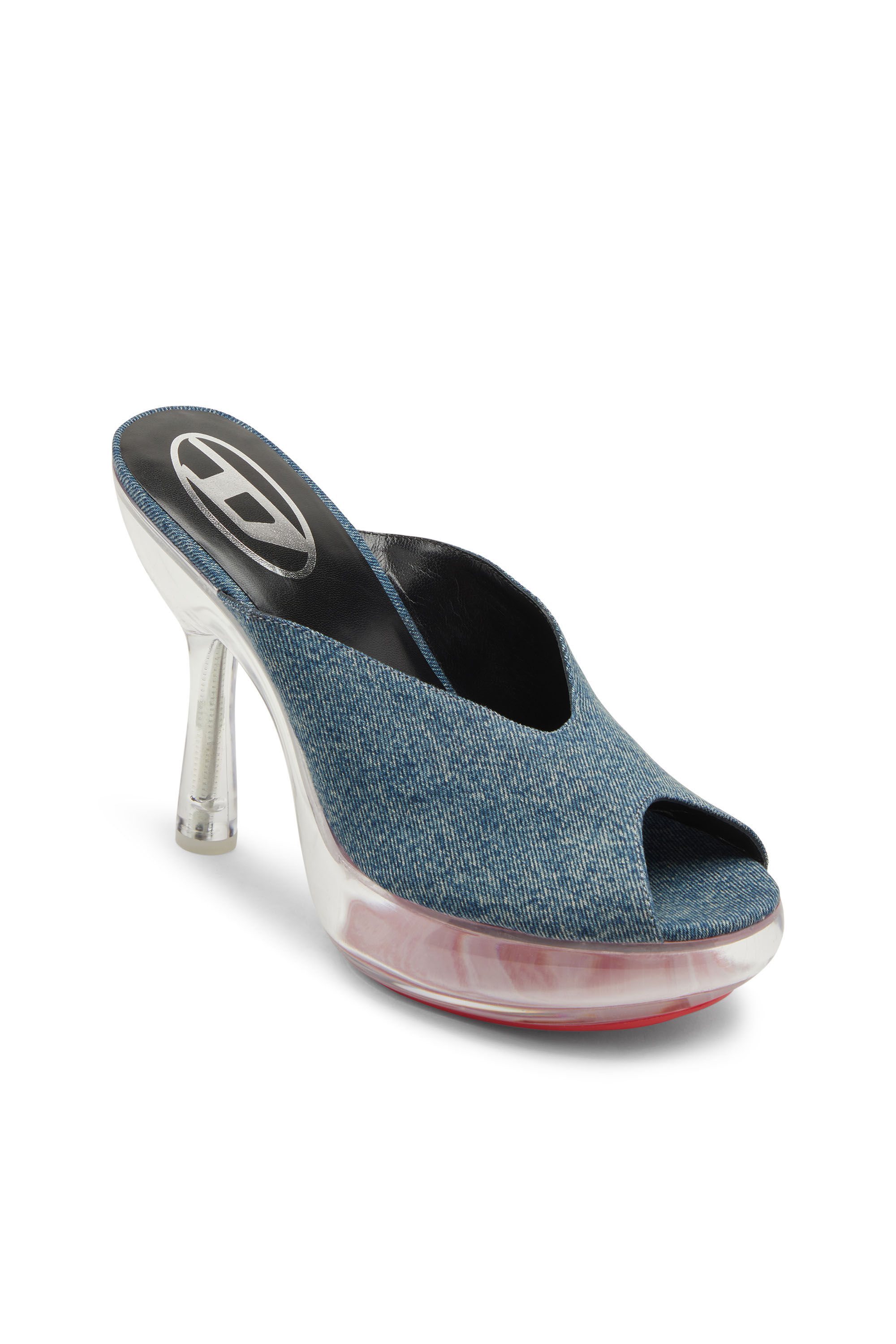 D-LAKE PLATFORM SDL, Blue Diesel - D-LAKE PLATFORM SDL, Woman's D-Lake-Platform mules in denim and plexiglass in Blue - 6