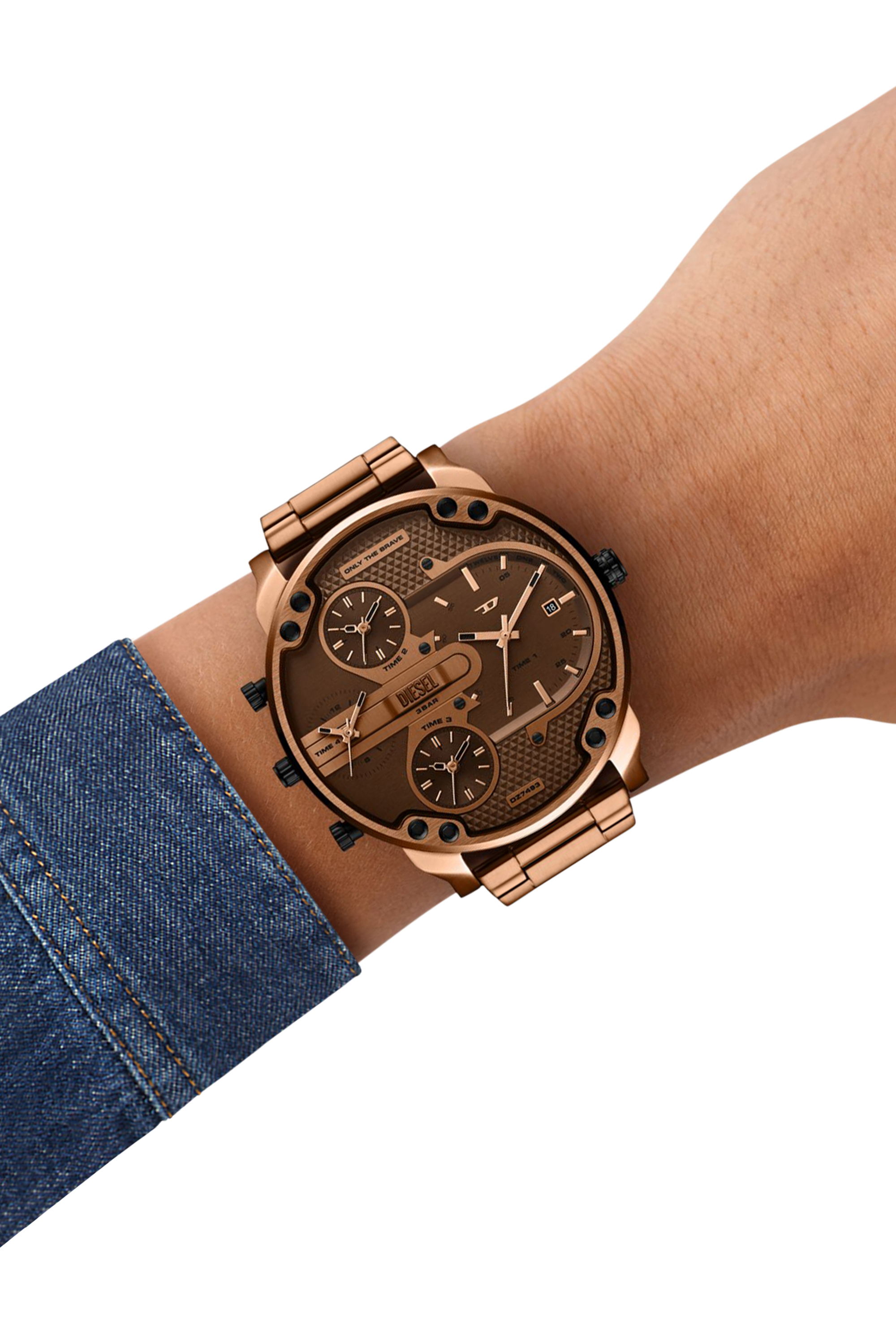 Diesel - DZ7493 WATCH, Man's Mr. Daddy slim brown Stainless steel watch in Bronze - 4