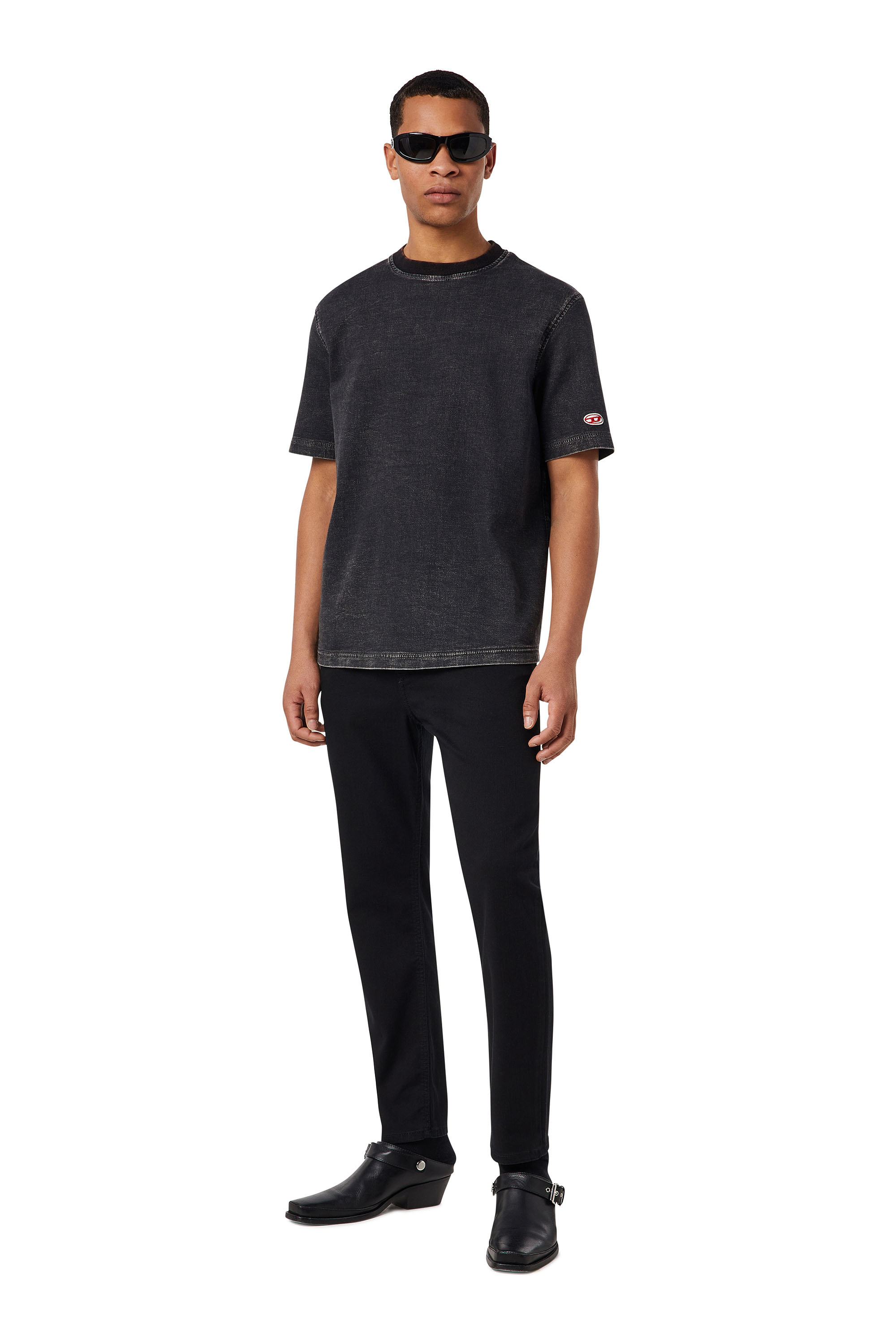 Diesel - D-BIGGOR TRACK DENIM T-SHIRT, Black/Dark grey - Image 4