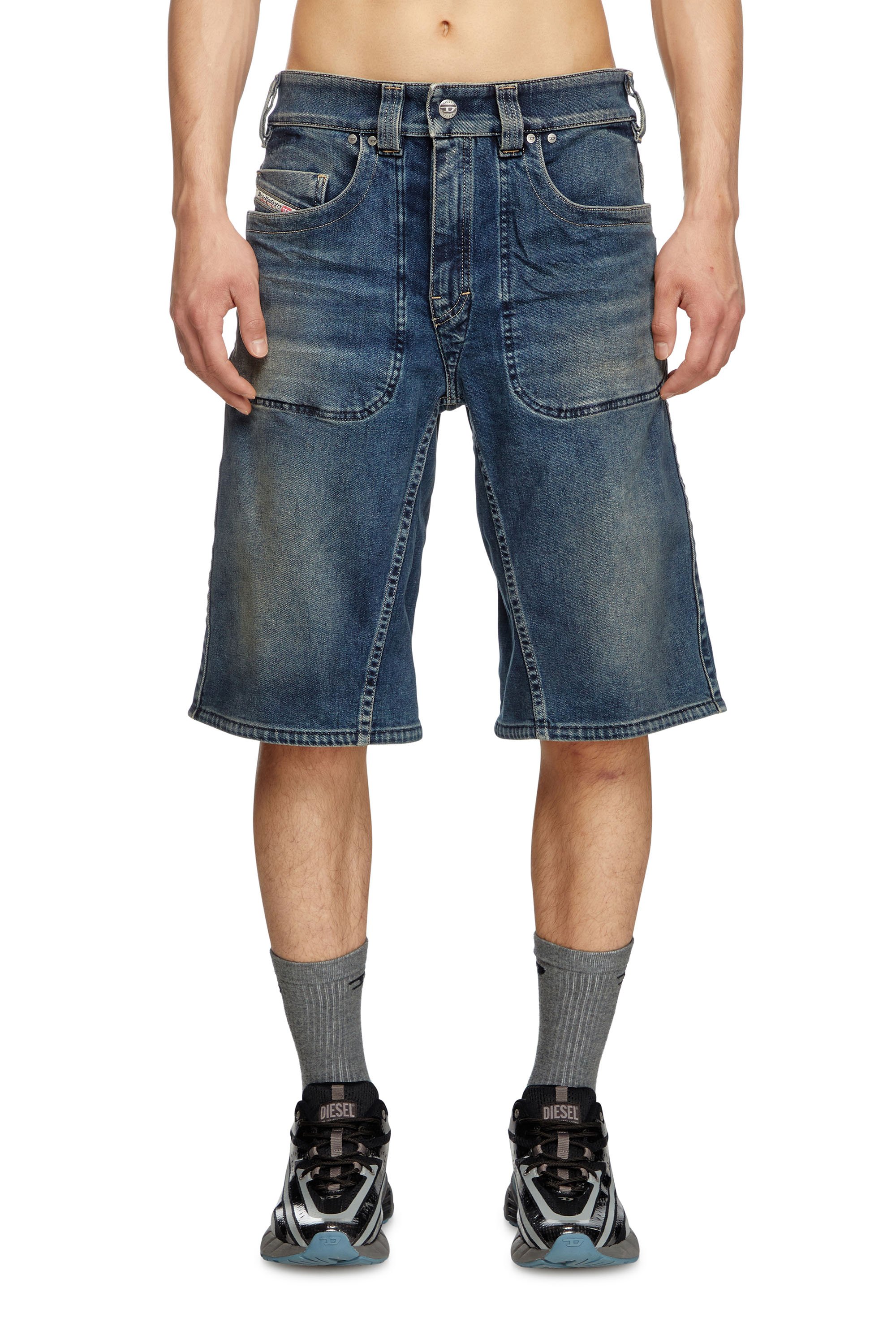 Diesel - D-MACRO-RE SHORT, Man's Bermuda shorts in Rehab denim in Dark Blue - 2