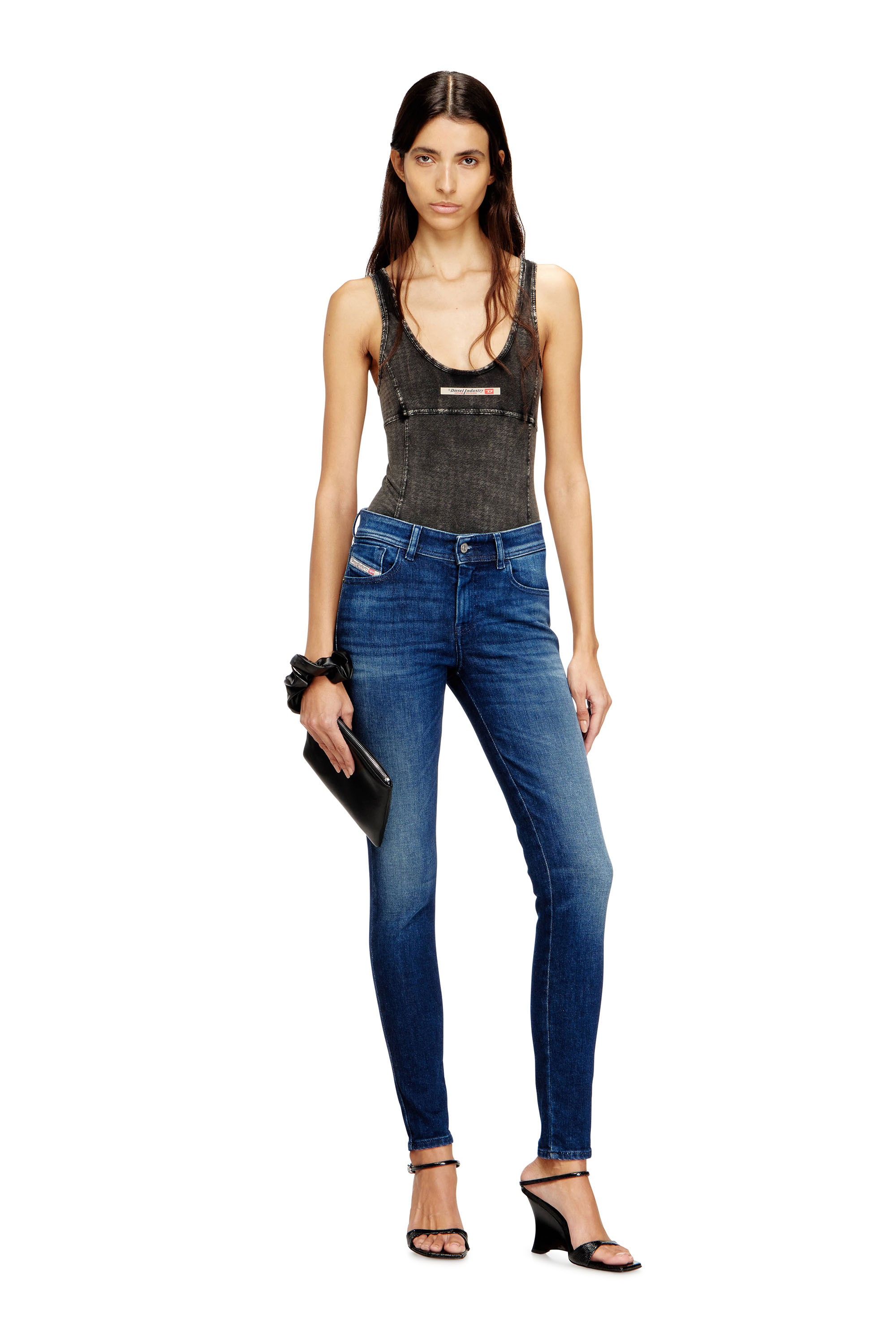 Diesel - Woman's Skinny Jeans 2017 Slandy 09N12, Dark Blue - 2