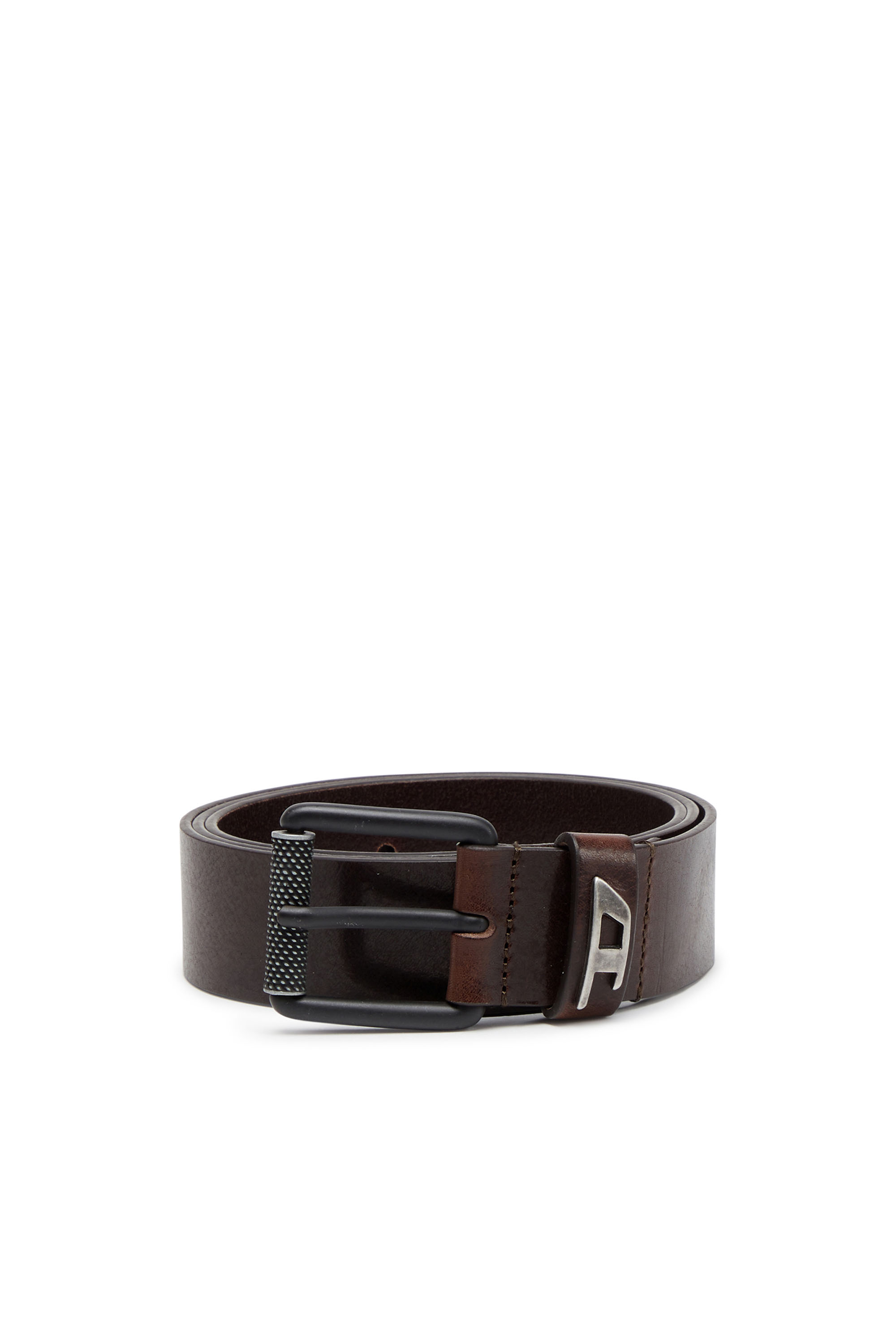 Diesel - B-DAVE II, Man's 3.5cm shiny leather belt with logo loop in Brown - 1