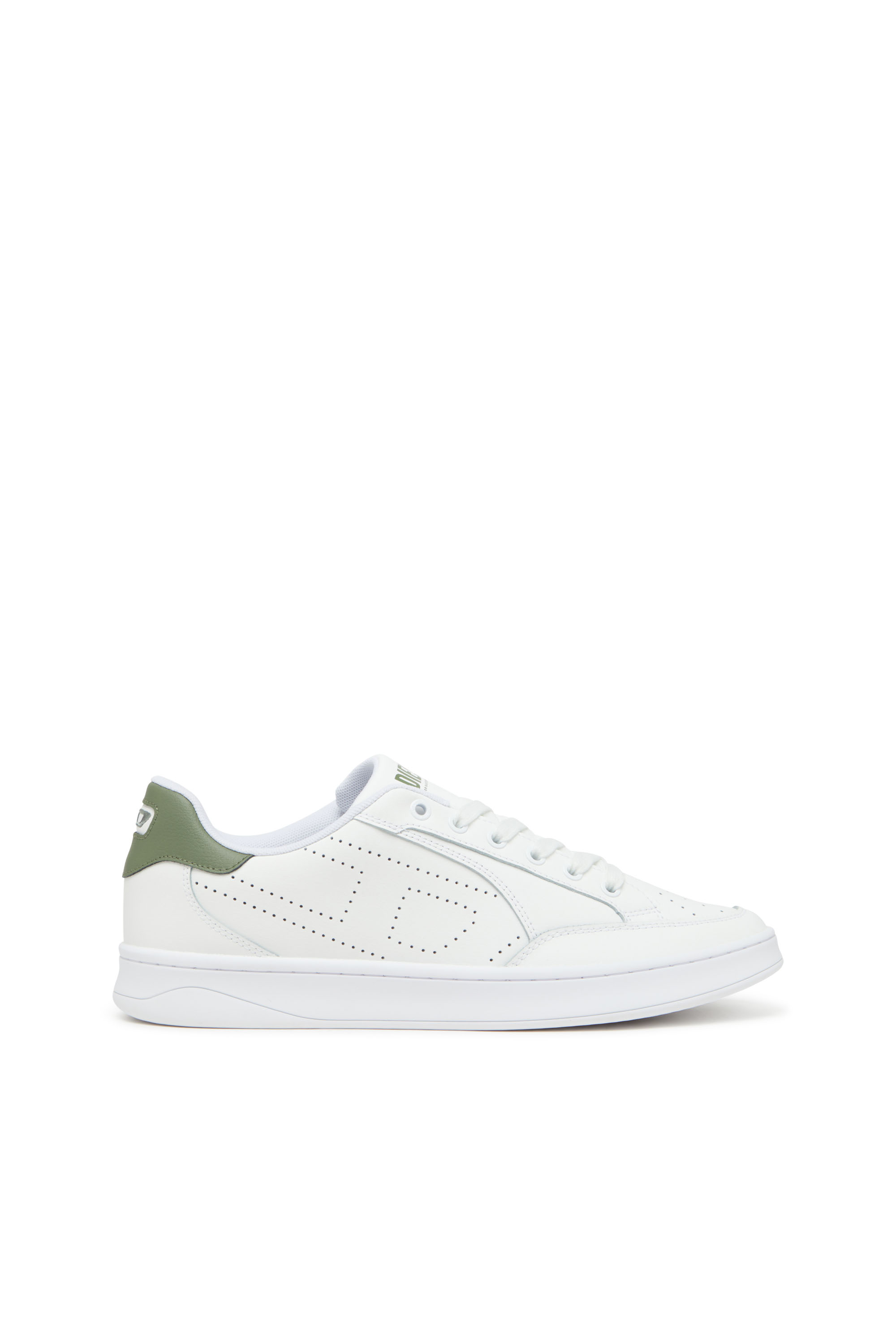 Diesel - S-DAKOTA LOW, Man's S-Dakota-Leather sneakers with perforated logo in White/Green - 1