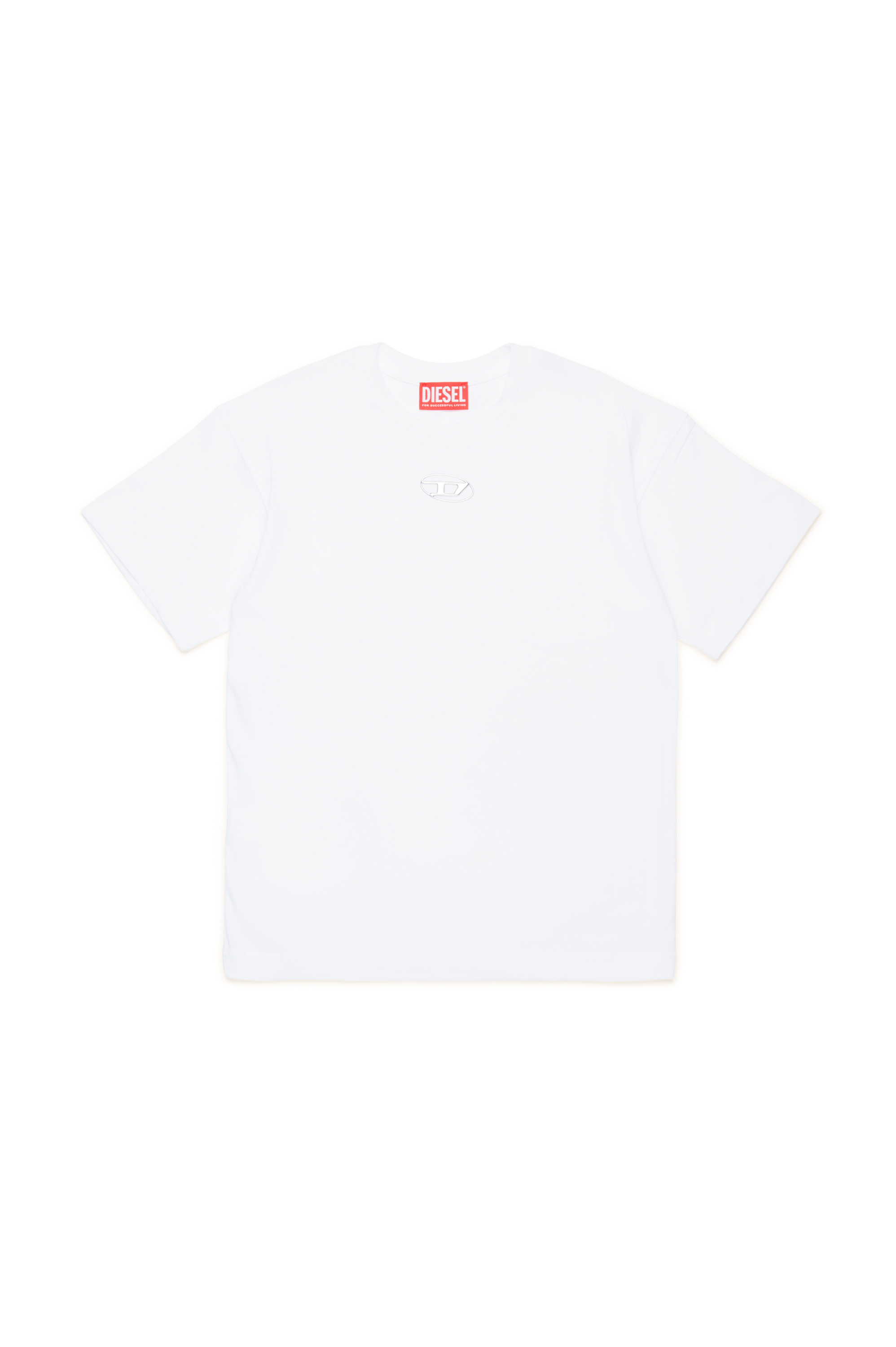 Diesel - TMARCUS OVER, Man's T-shirt with metallic Oval D in White - 1