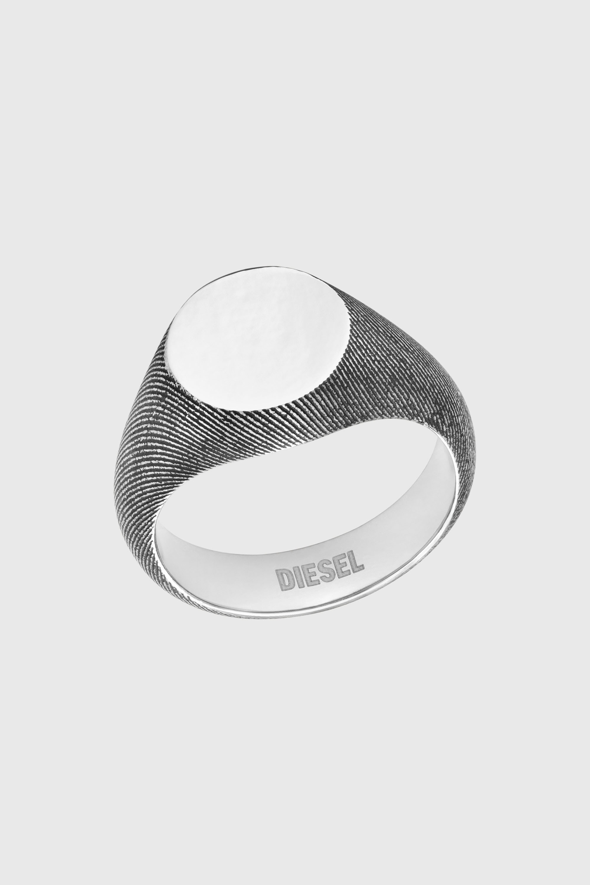 Stainless steel denim texture signet ring