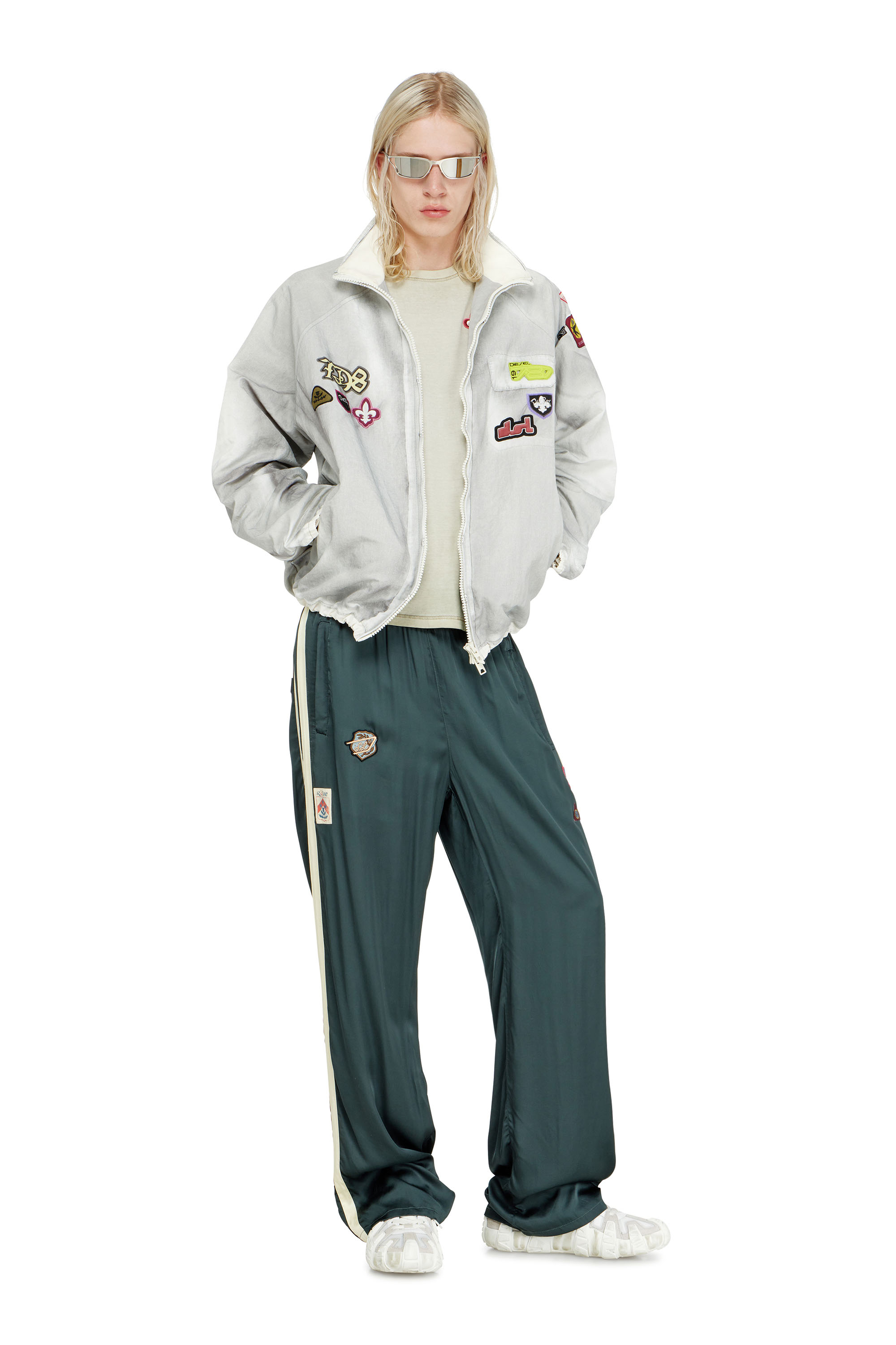 Diesel - J-PATCH, Man's Windbreaker with trompe l&rsquo;oeil patches in null - 2
