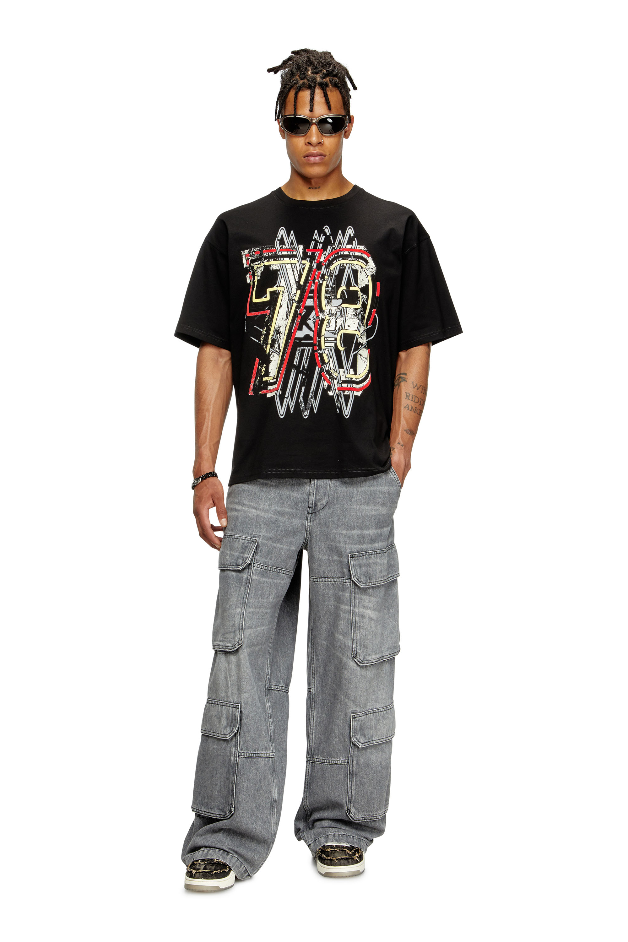 Diesel - T-BOXT-T8, Man's T-shirt with 78 print in Black - 1