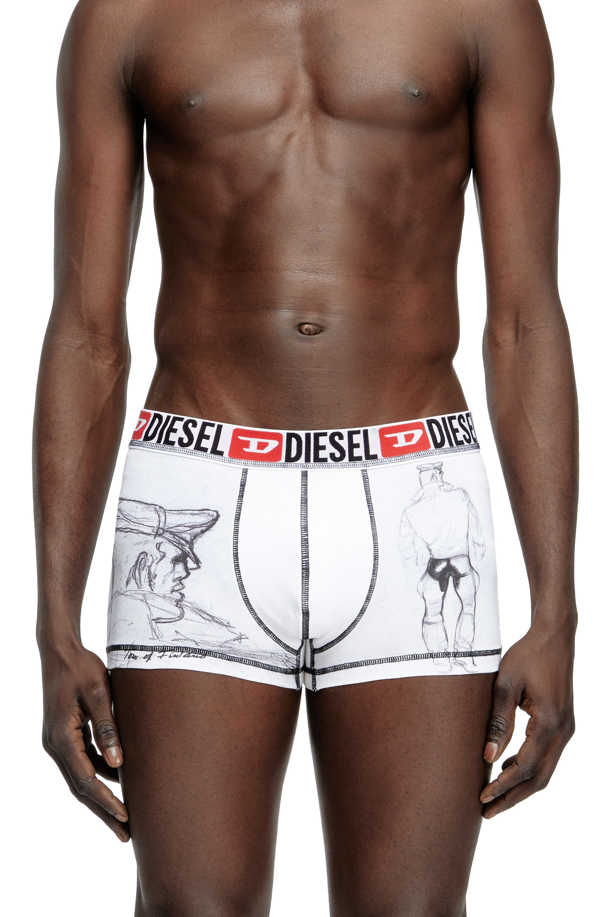 Diesel - PR-DAMIEN, Man's Boxer shorts with sketch-effect print in White - 3