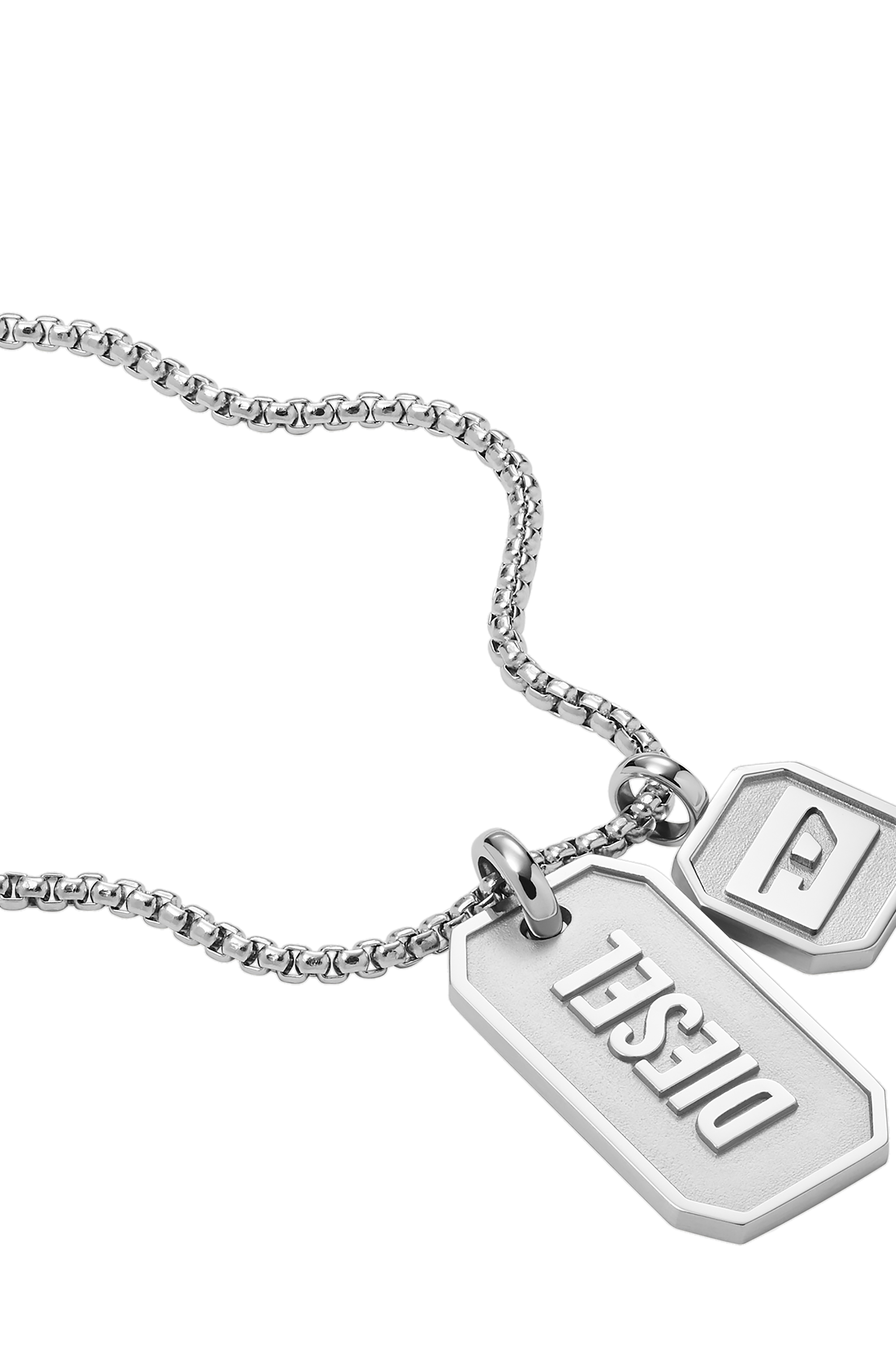 Diesel - DX1259, Man's Diesel Stainless Steel Logo Double Dog Tag Necklace in Silver - 1