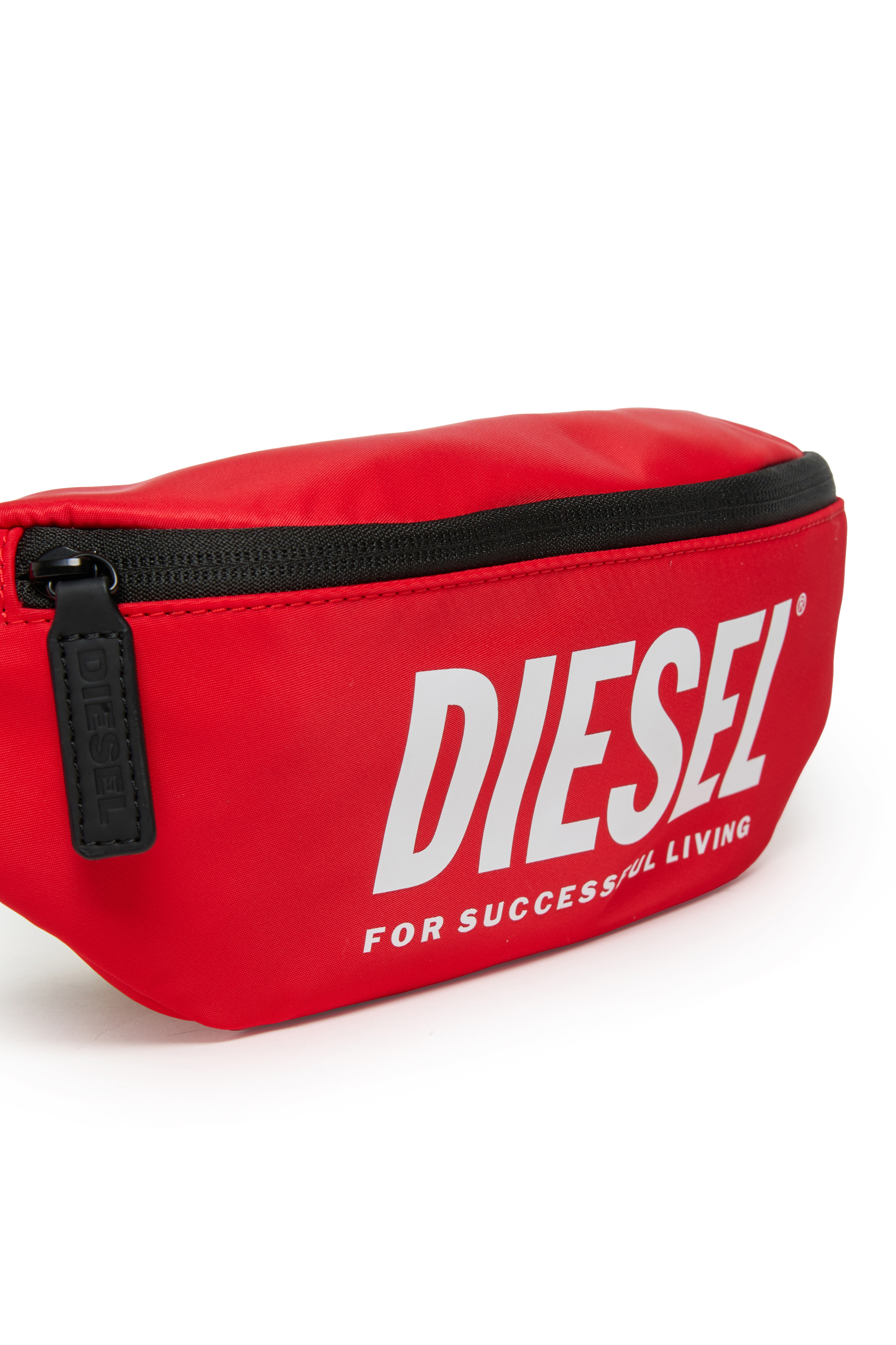 Diesel - WARMY, Man's WARMY-Nylon belt bag with logo print in Red - 3