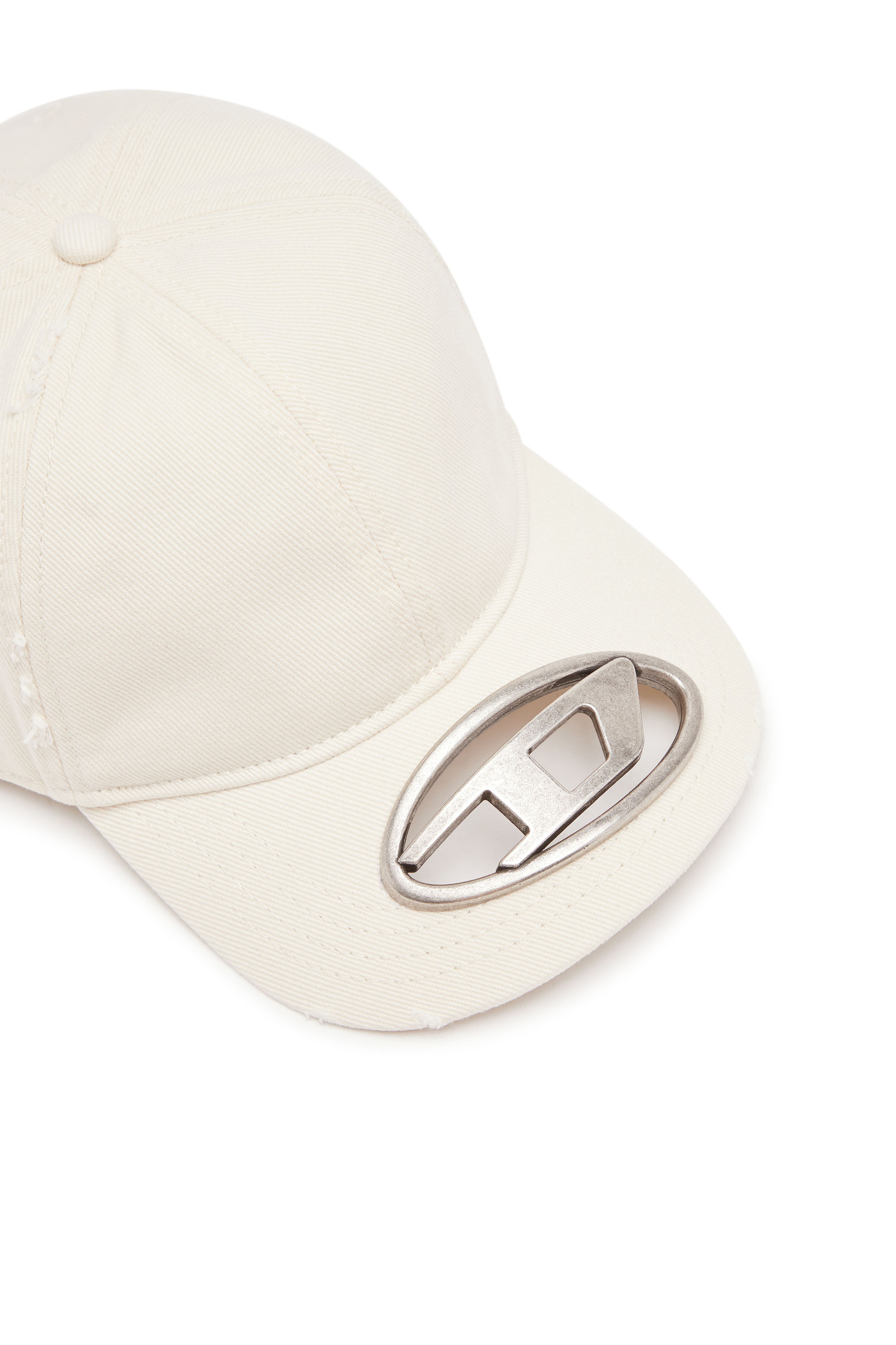 Diesel - C-BEAST-A1, Man Baseball cap with metal Oval D plaque in White - Image 3