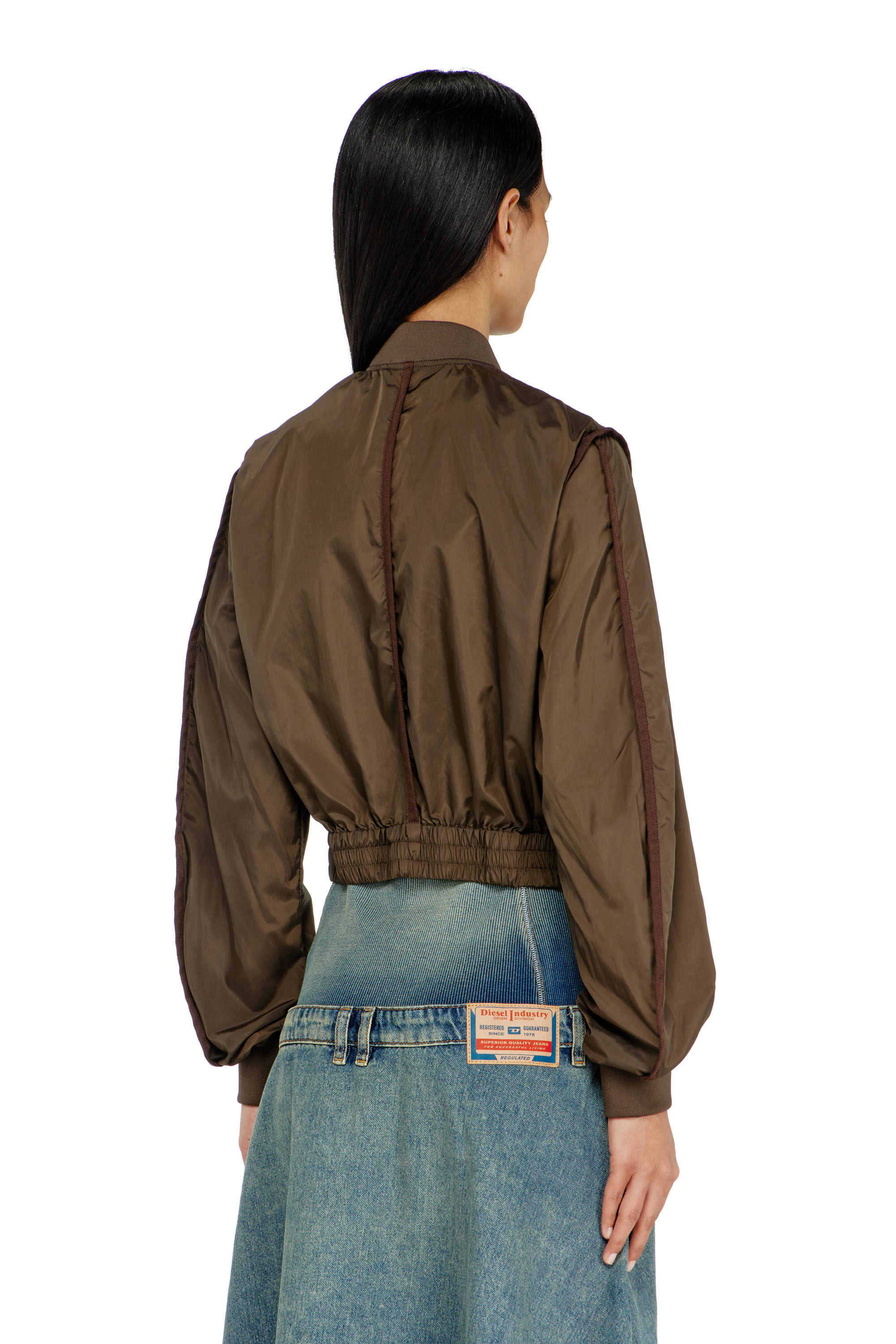 Diesel - G-OTHAM, Woman's Nylon jacket with tonal taping in Brown - 4