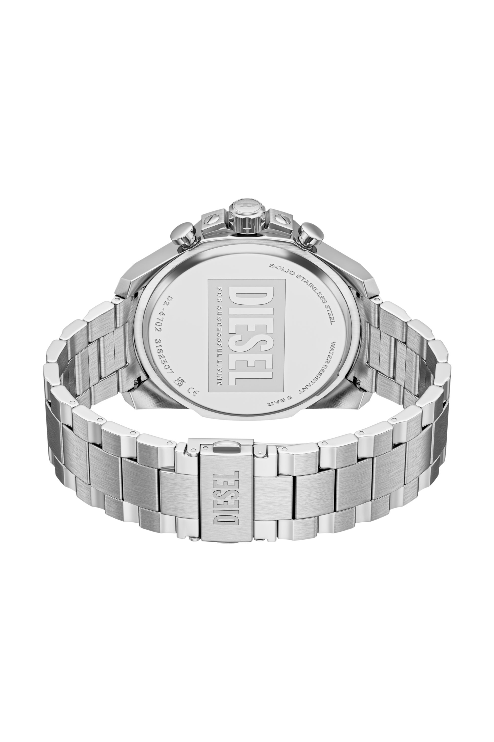 Diesel - DZ4702 WATCH, Man's Mega Chief Slim Chronograph Stainless Steel Watch in Silver - 5