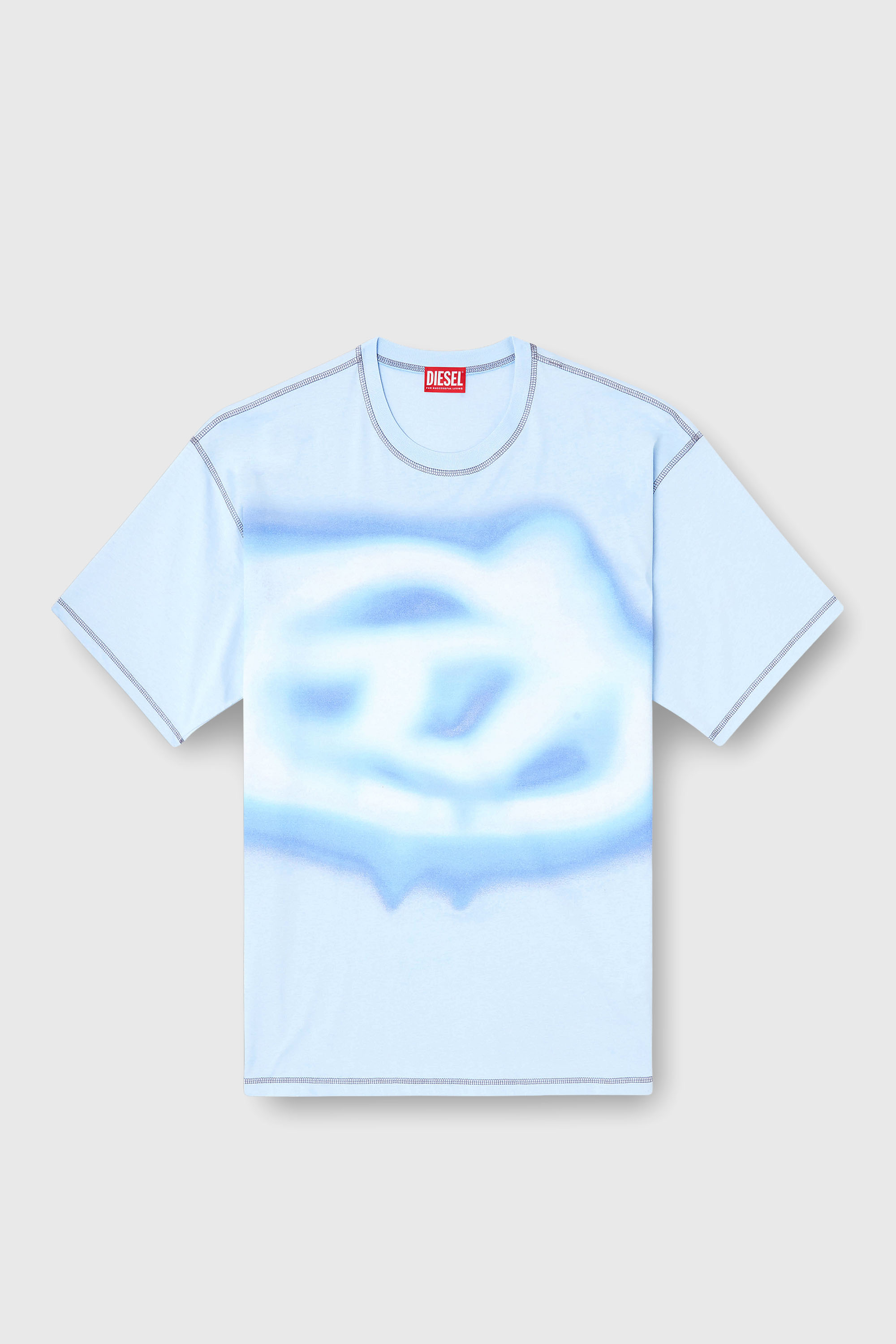 Diesel - T-BOXT-V11, Man's Relaxed T-shirt with water-effect print in Light Blue - 2