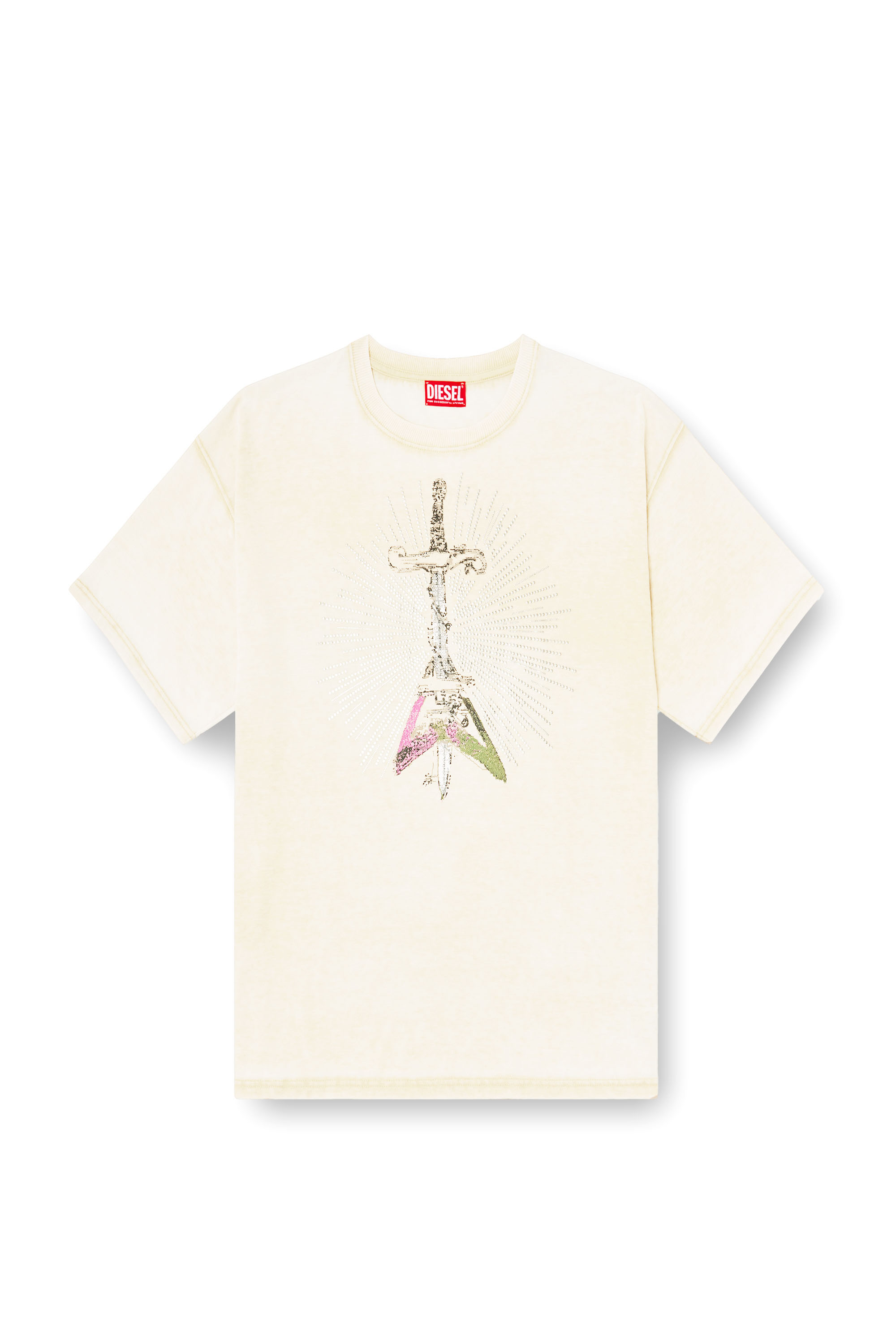 T-BOXT-T18, Beige Diesel - T-BOXT-T18, Man's T-shirt with sword print in Beige - 2