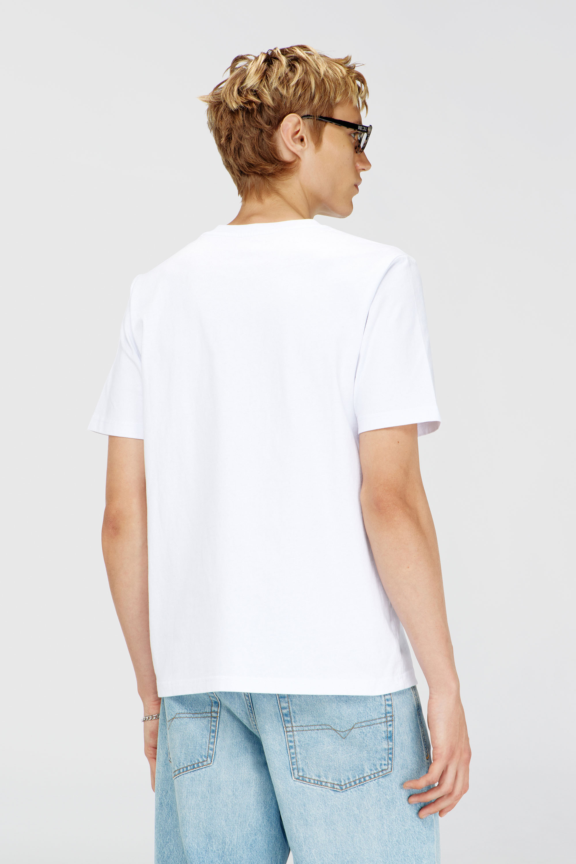 Diesel - T-JUST-APP-T92, Man's Cotton T-shirt with tonal Diesel logo print in White - 4